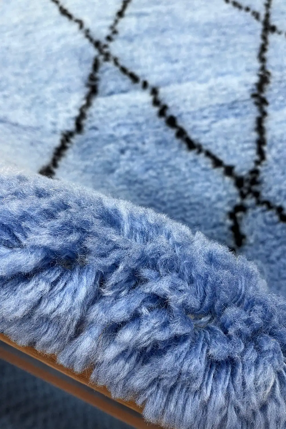 Blue Diamond Geometric Shag Wool Rug - Image 5