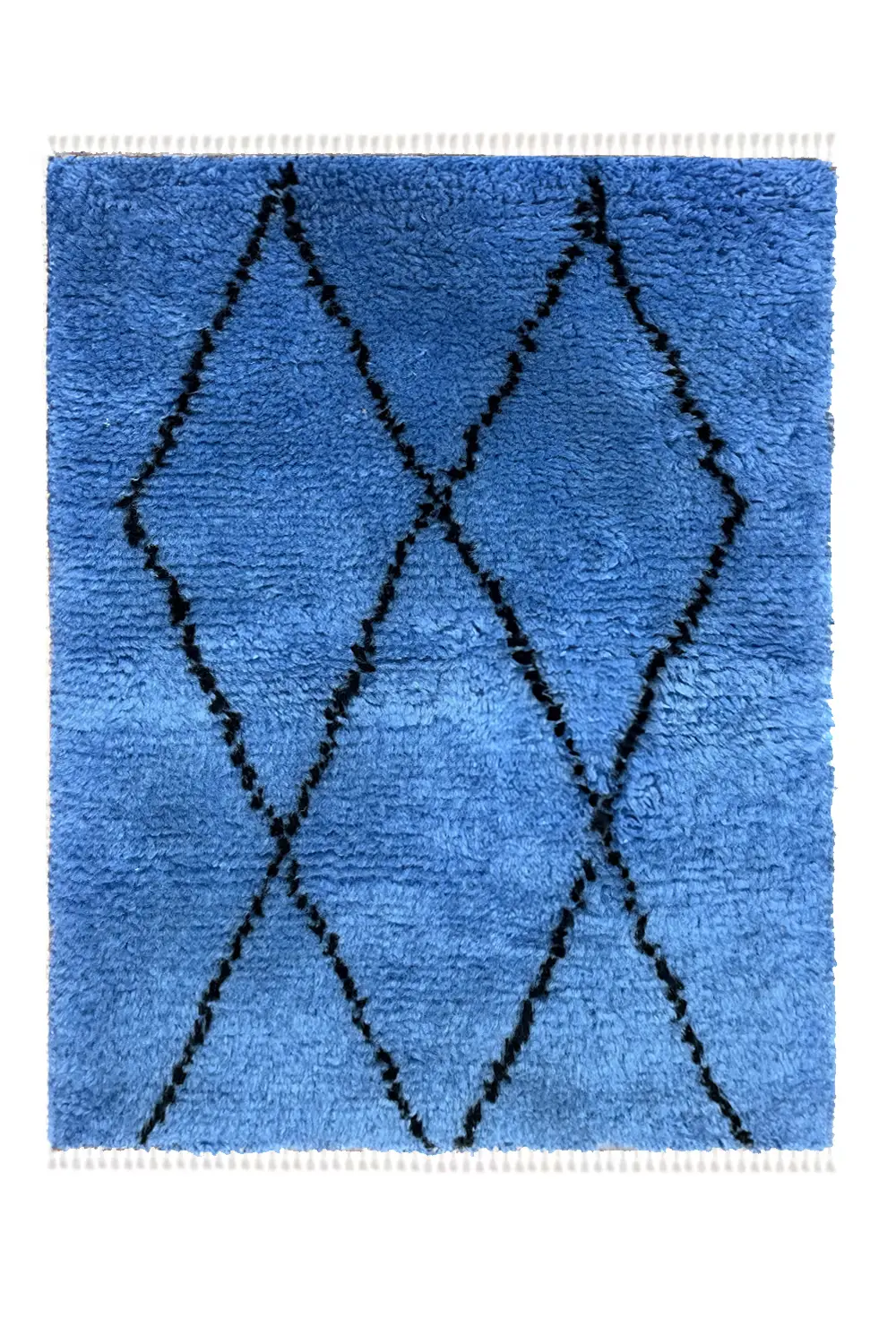 Blue Diamond Geometric Shag Wool Rug - Image 7