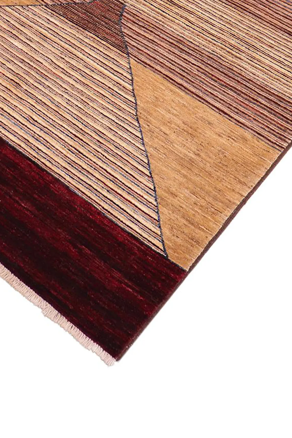 Burgundy and Gold Horizon Hand-Knotted Wool Rug - Image 4