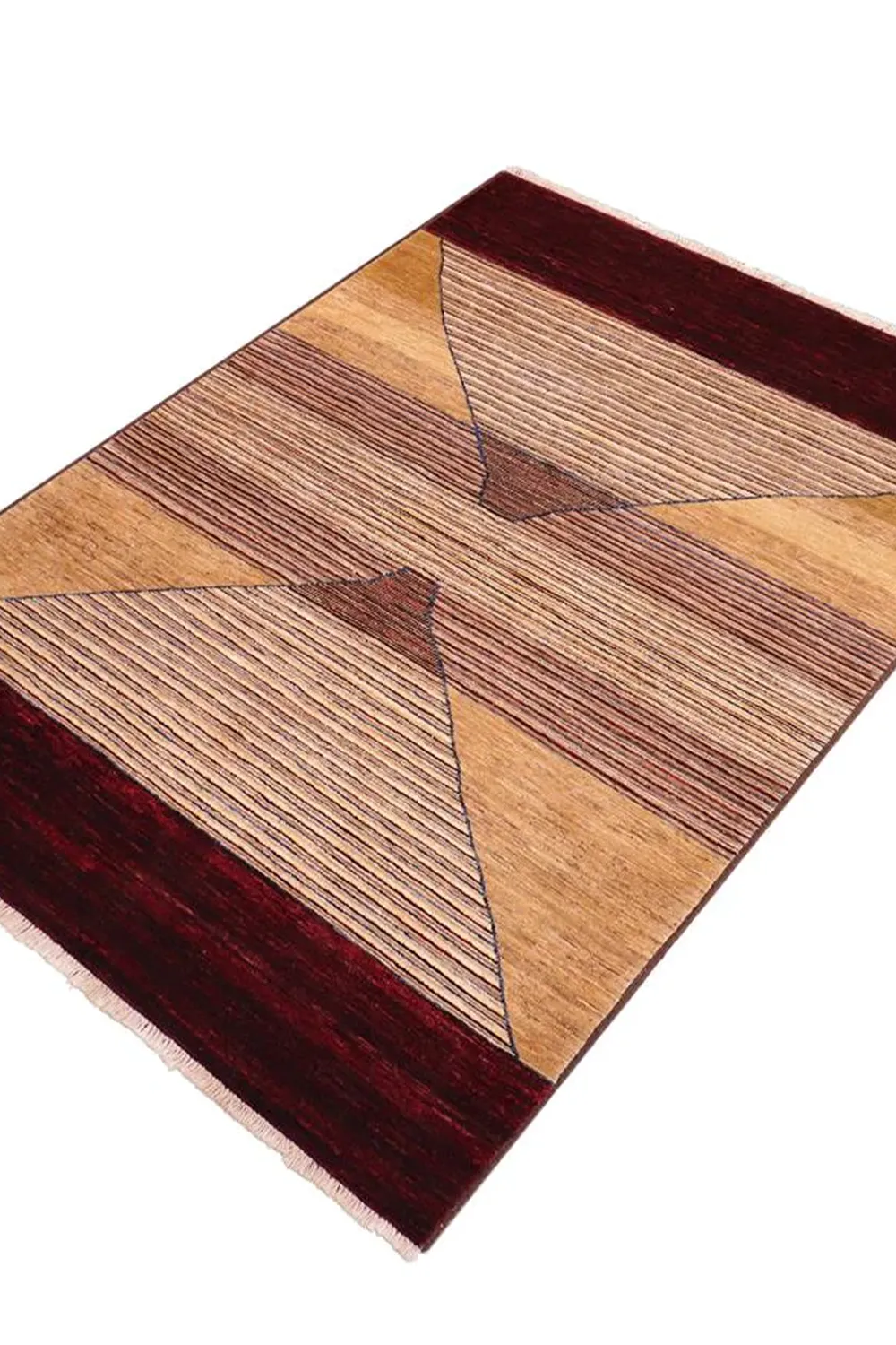 Burgundy and Gold Horizon Hand-Knotted Wool Rug - Image 7