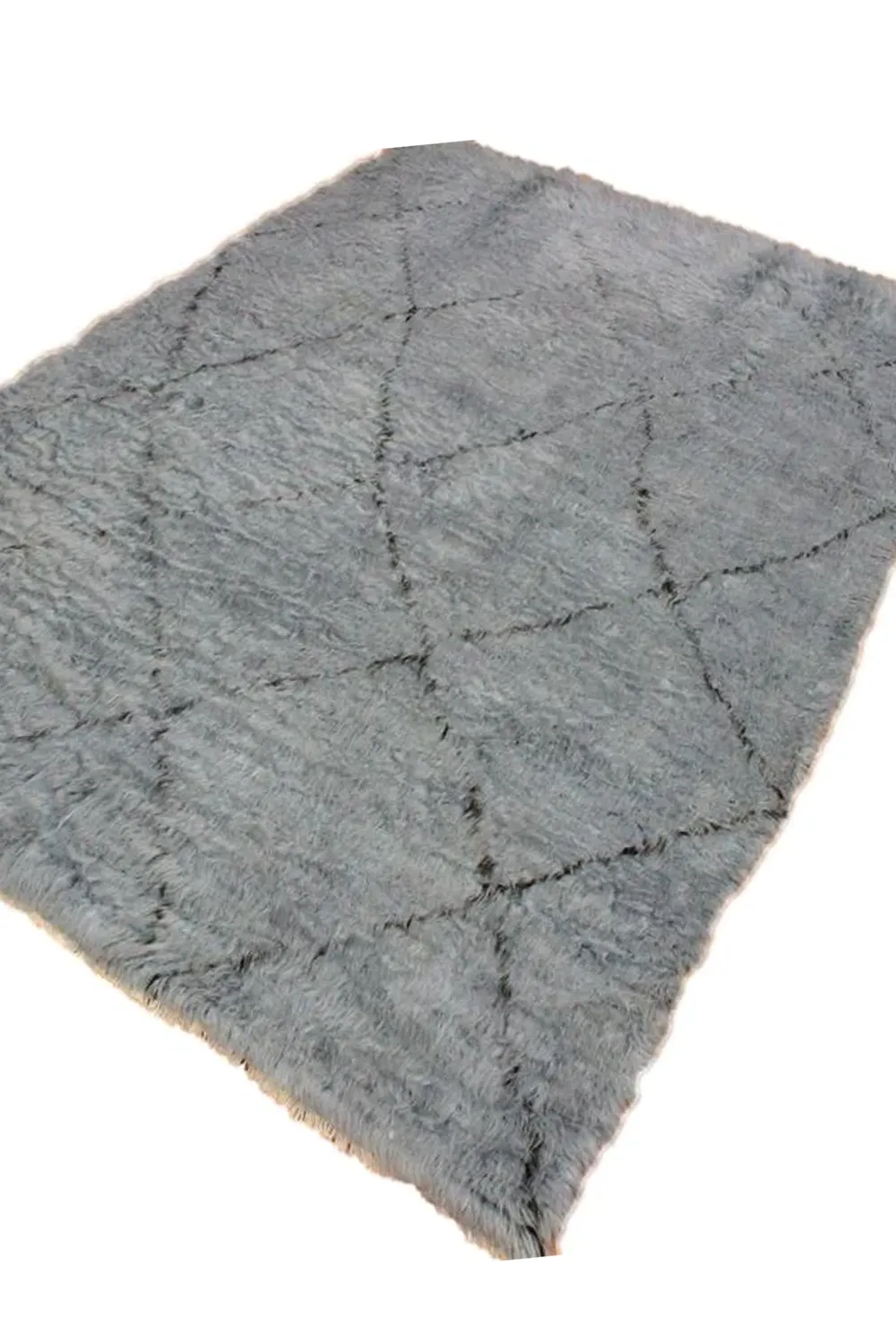 Light Gray Moroccan Shag Wool Rug - Image 5