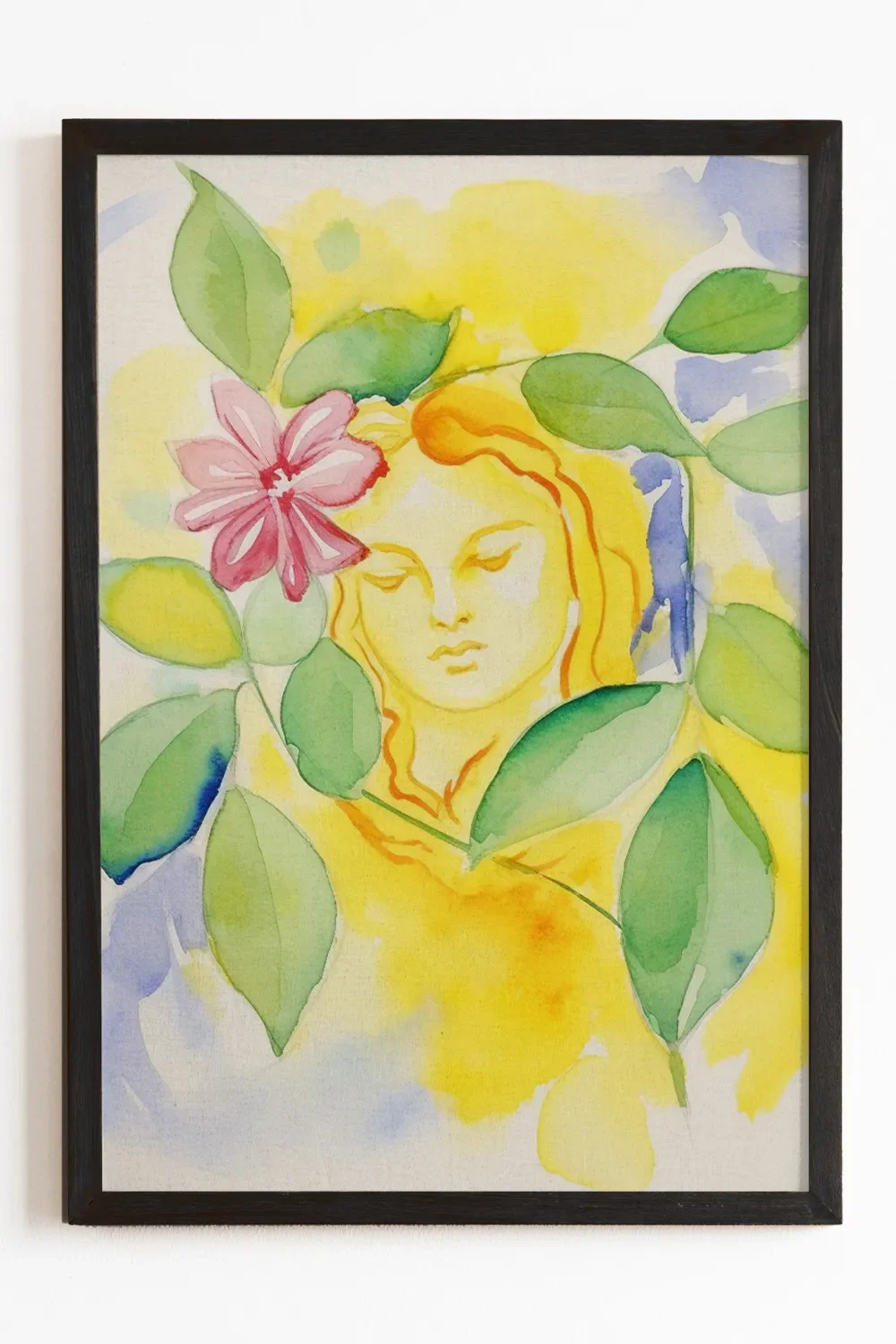 Lemon Veil Ethereal Woman Watercolor Art Print