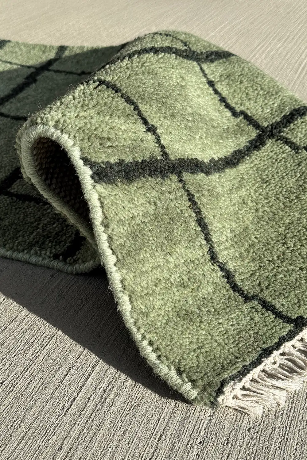 Gridline Hand-Knotted Wool Runner Rug - Image 3
