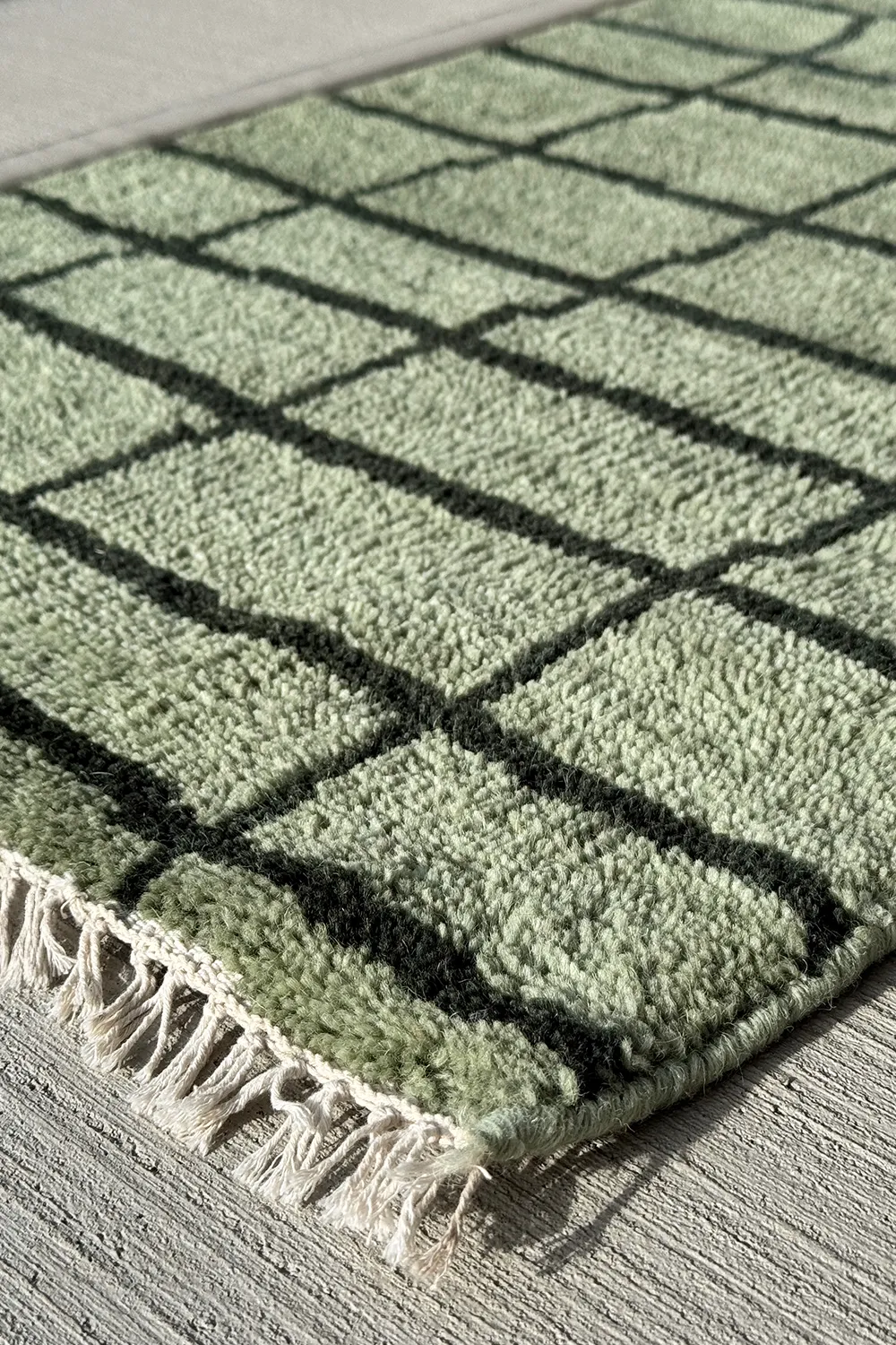 Gridline Hand-Knotted Wool Runner Rug - Image 4