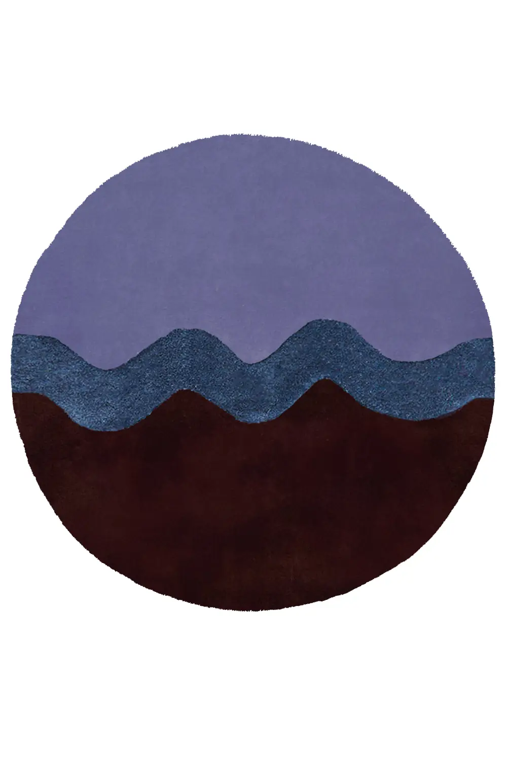 Neapolitan Blue and Brown Hand Tufted Round Wool Rug - Image 3