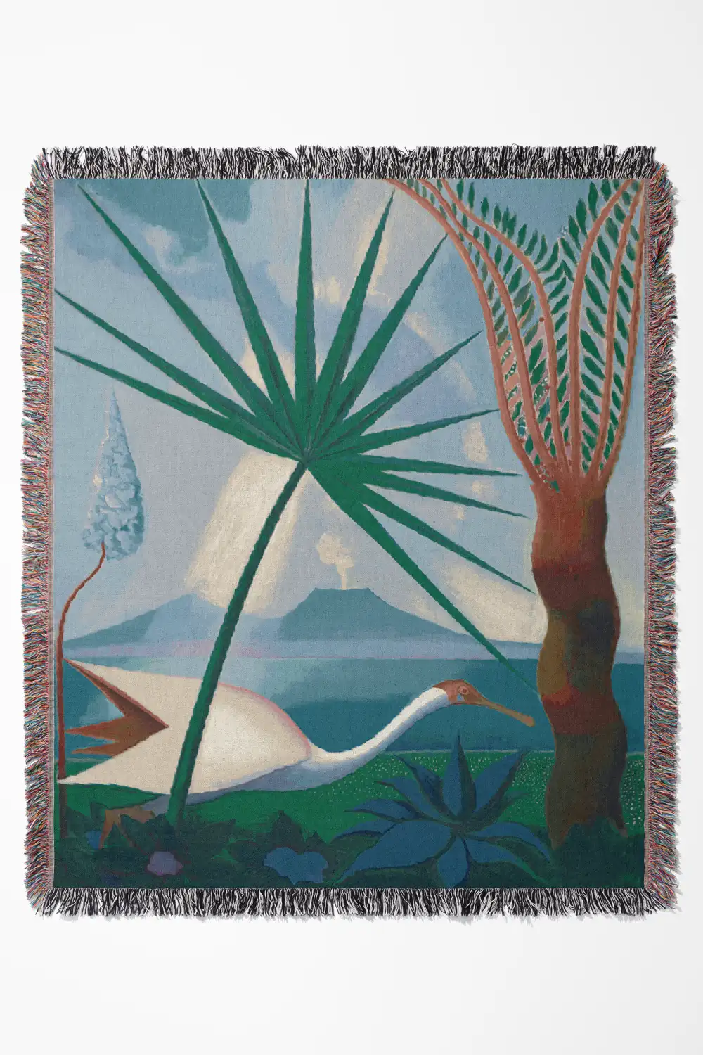Neapolitan Song Blue Cotton Woven Throw Blanket