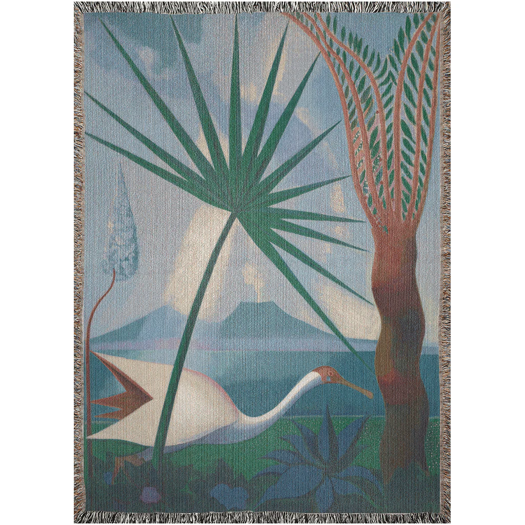 Neapolitan Song Blue Cotton Woven Throw Blanket - Image 4
