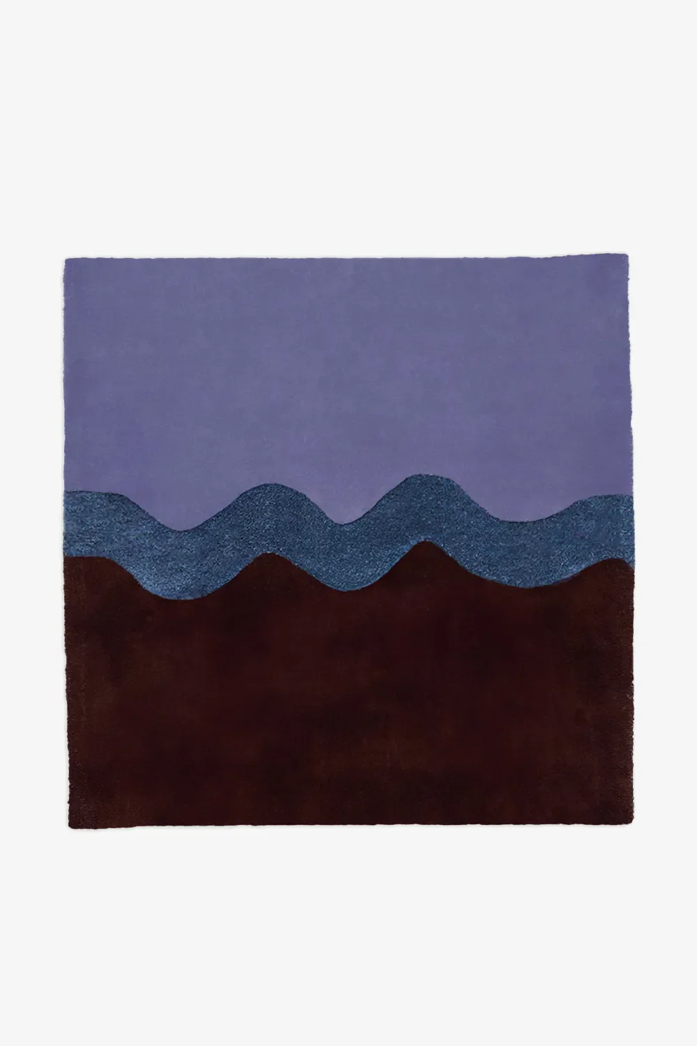 Neapolitan Blue and Brown Hand Tufted Wool Square Rug