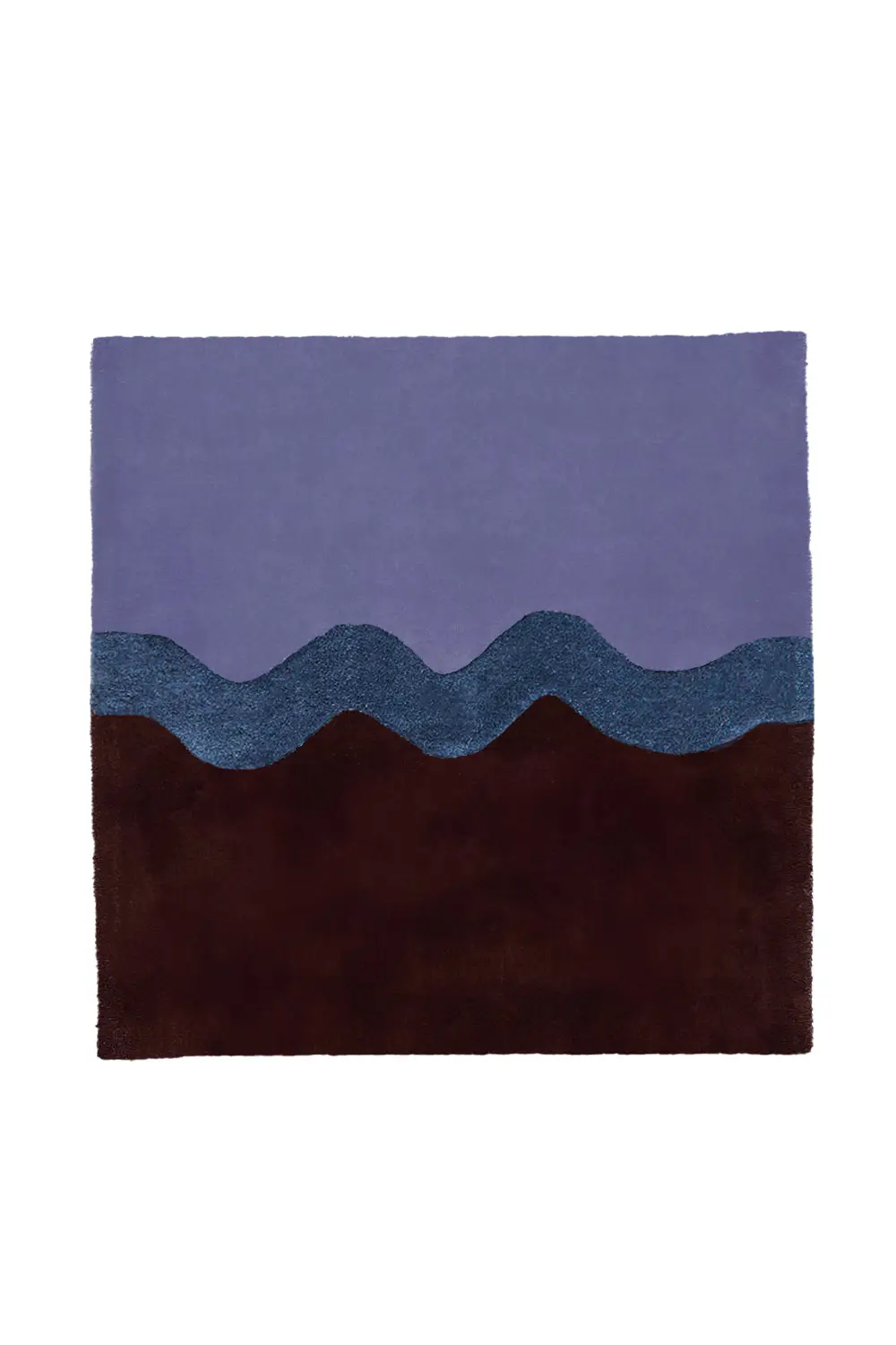 Neapolitan Blue and Brown Hand Tufted Wool Square Rug - Image 3