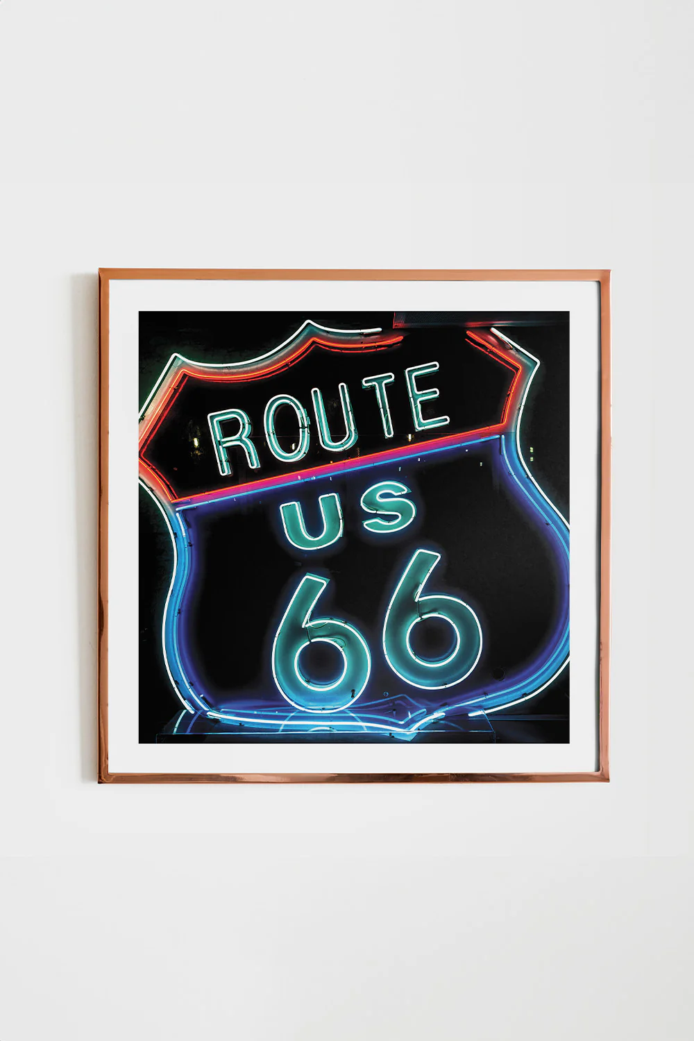 Neon Route 66 Americana Square Art Print - Image 5