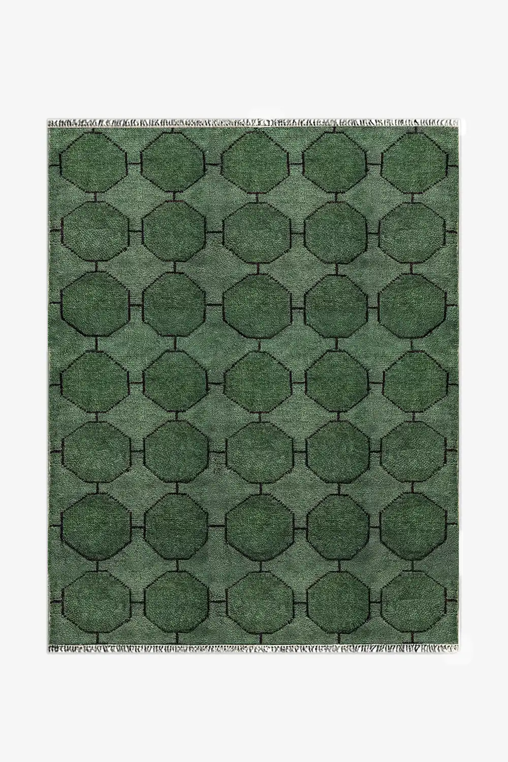 Octagon Link Hand-Knotted Wool Rug - Image 7