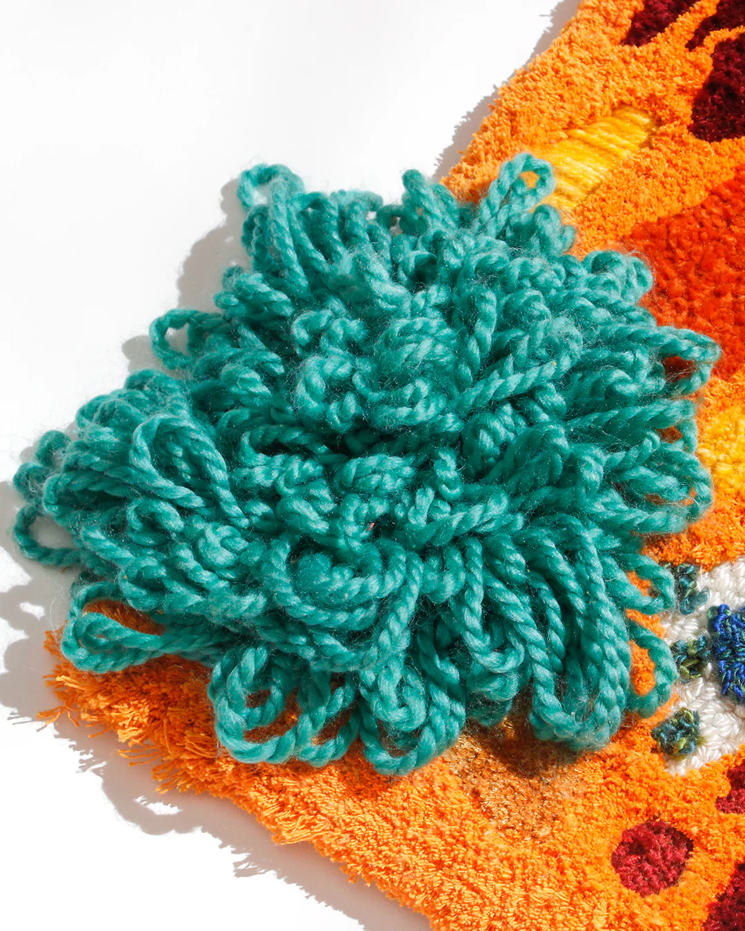 One of a Kind Orange Textile Wall Art - Image 3