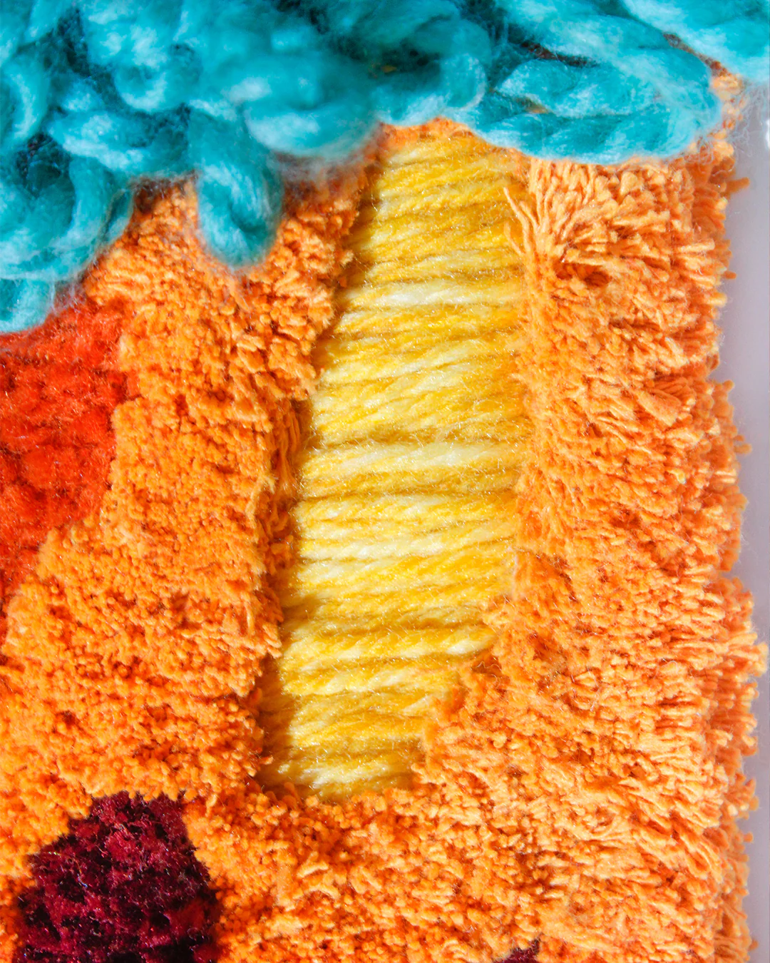 One of a Kind Orange Textile Wall Art - Image 4