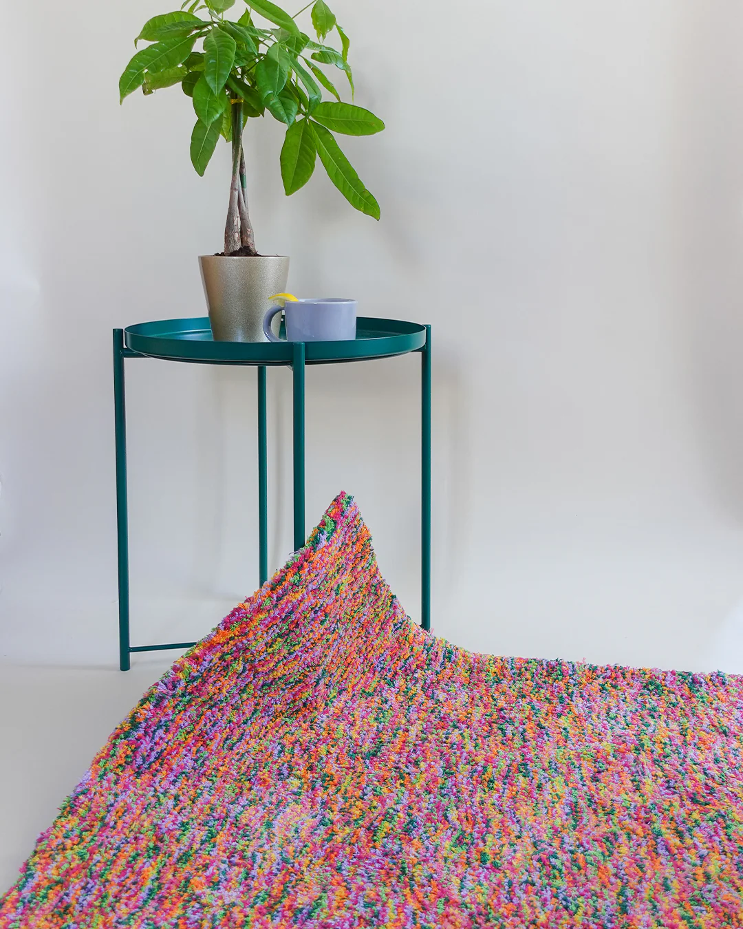 One of a Kind Tropical Rainbow Recycled Cotton Tufted Rug - Image 6