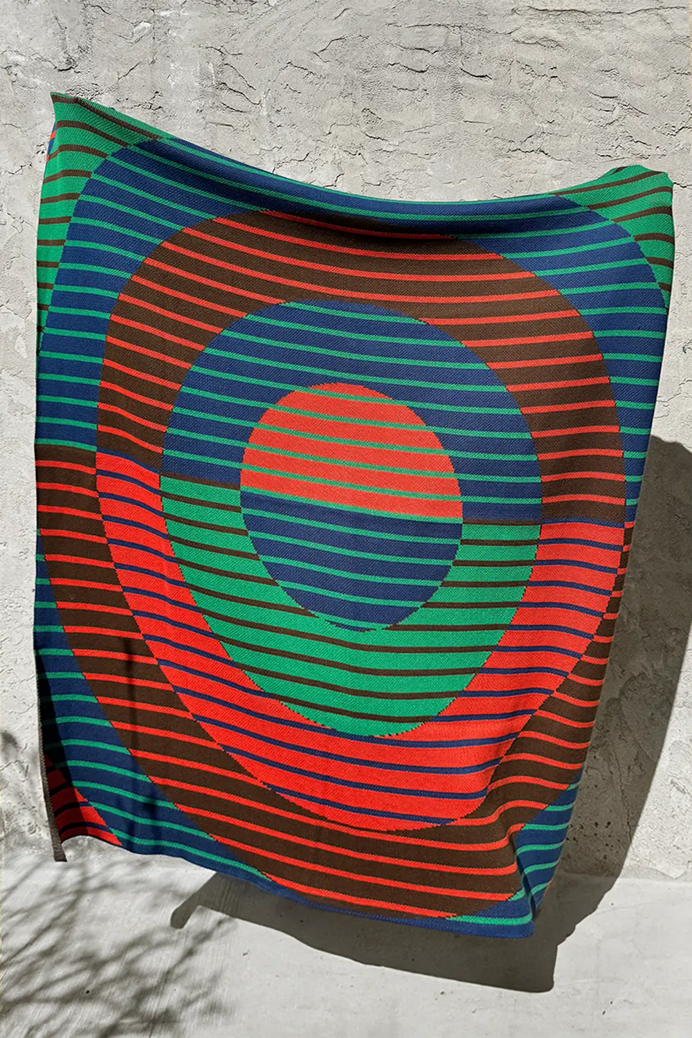 Orbit Stripe Combed Cotton Knit Throw Blanket