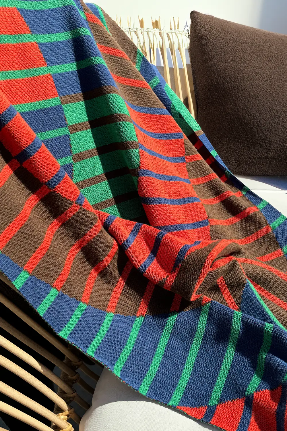 Orbit Stripe Combed Cotton Knit Throw Blanket - Image 2