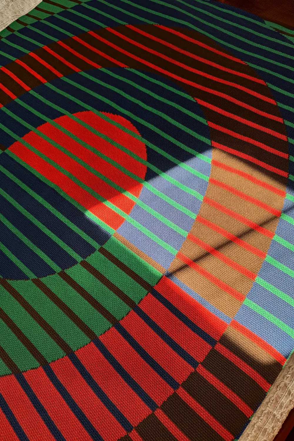 Orbit Stripe Combed Cotton Knit Throw Blanket - Image 3