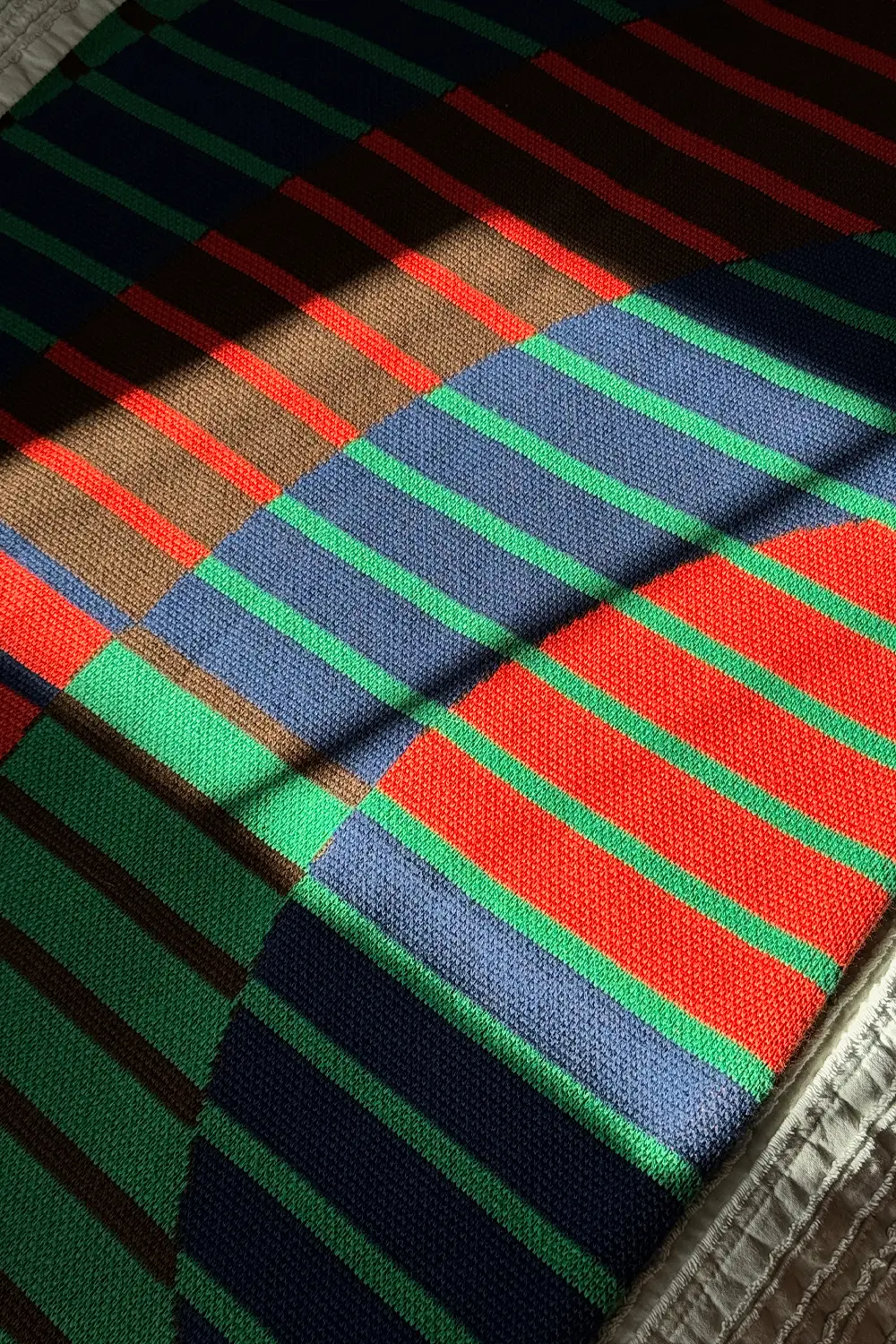 Orbit Stripe Combed Cotton Knit Throw Blanket - Image 4
