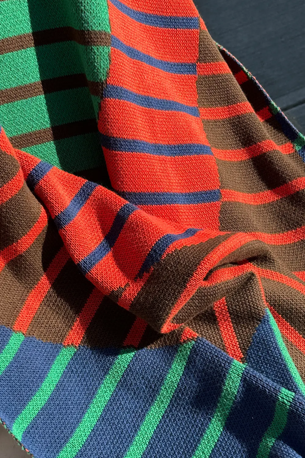 Orbit Stripe Combed Cotton Knit Throw Blanket - Image 6