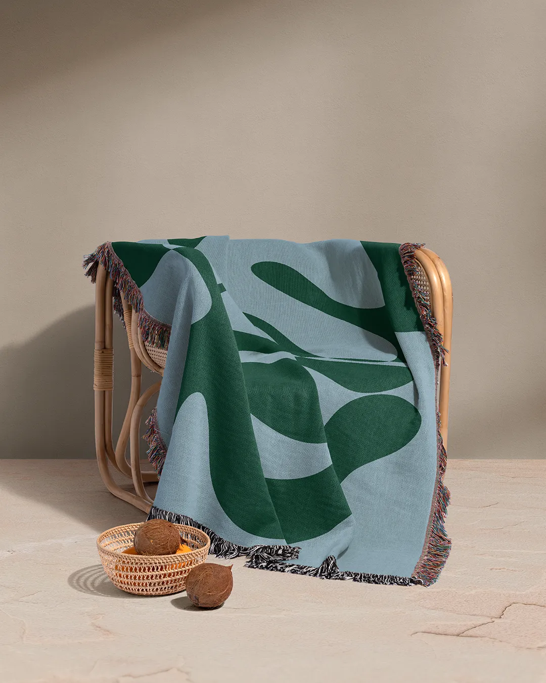 Blue and Green Organic Fusion Cotton Woven Throw Blanket - Image 6
