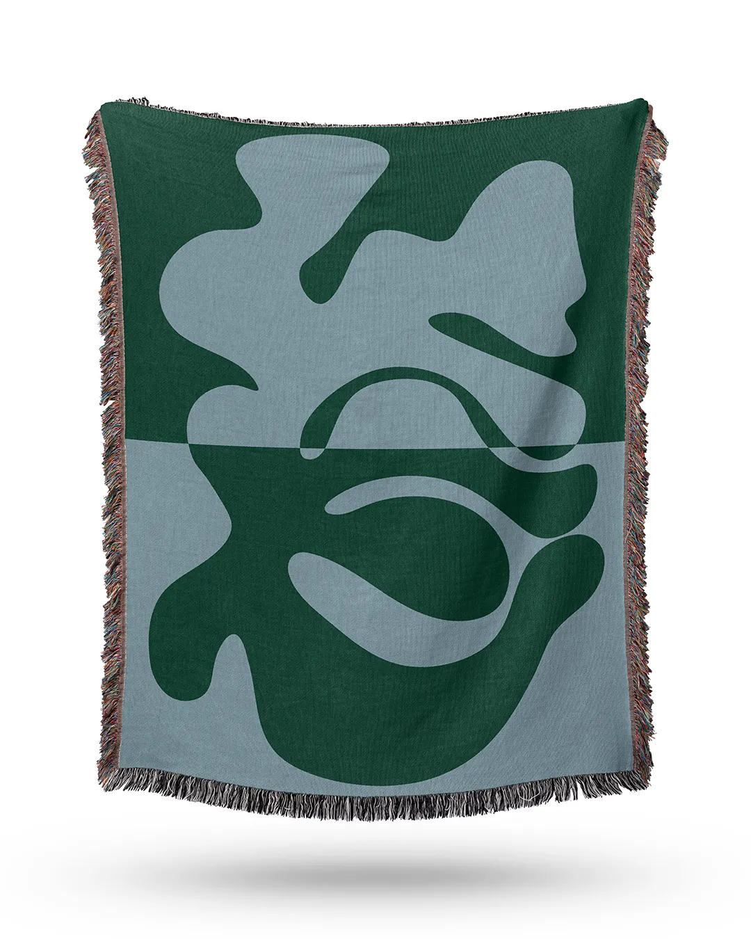 Blue and Green Organic Fusion Cotton Woven Throw Blanket - Image 7