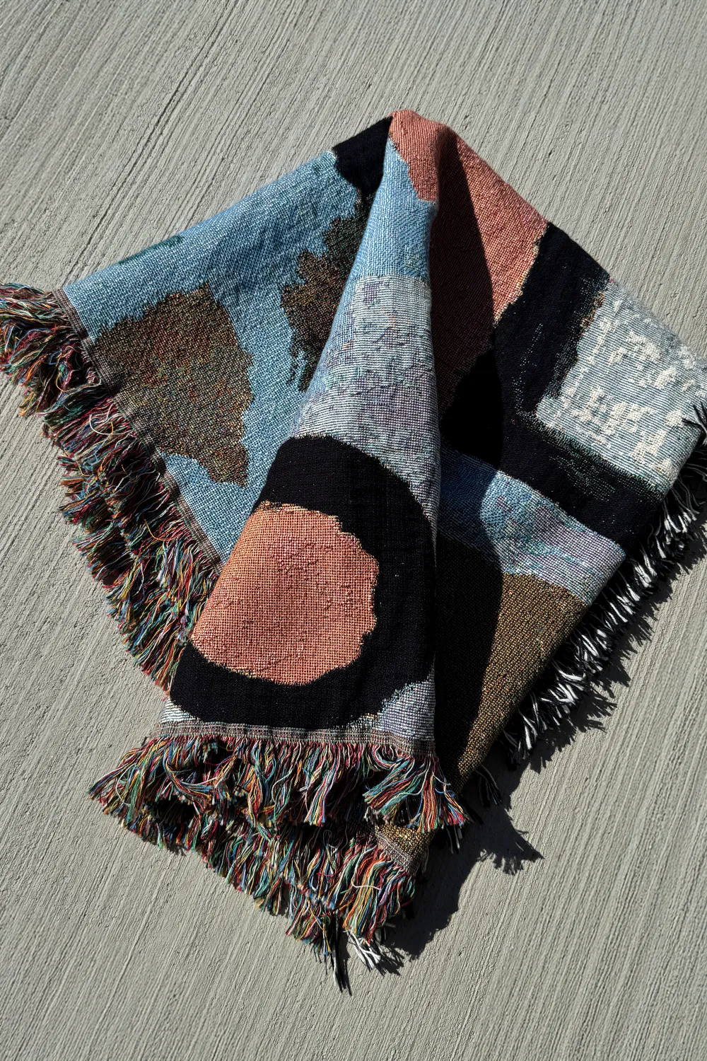 Paul Klee Blue Abstract Woven Throw Blanket - Image 4
