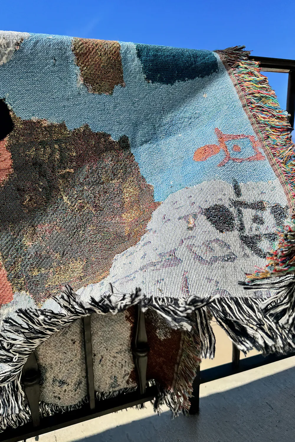 Paul Klee Blue Abstract Woven Throw Blanket - Image 5