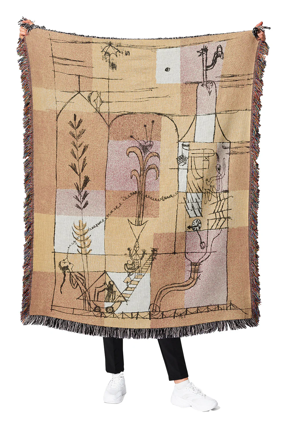 Paul Klee Yellow Orange Cotton Woven Throw Blanket - Image 3