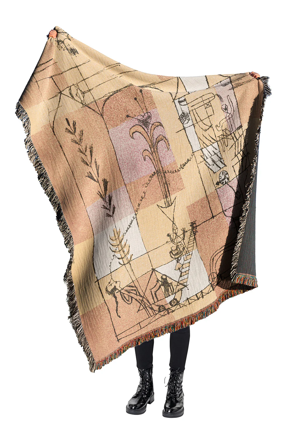Paul Klee Yellow Orange Cotton Woven Throw Blanket - Image 4