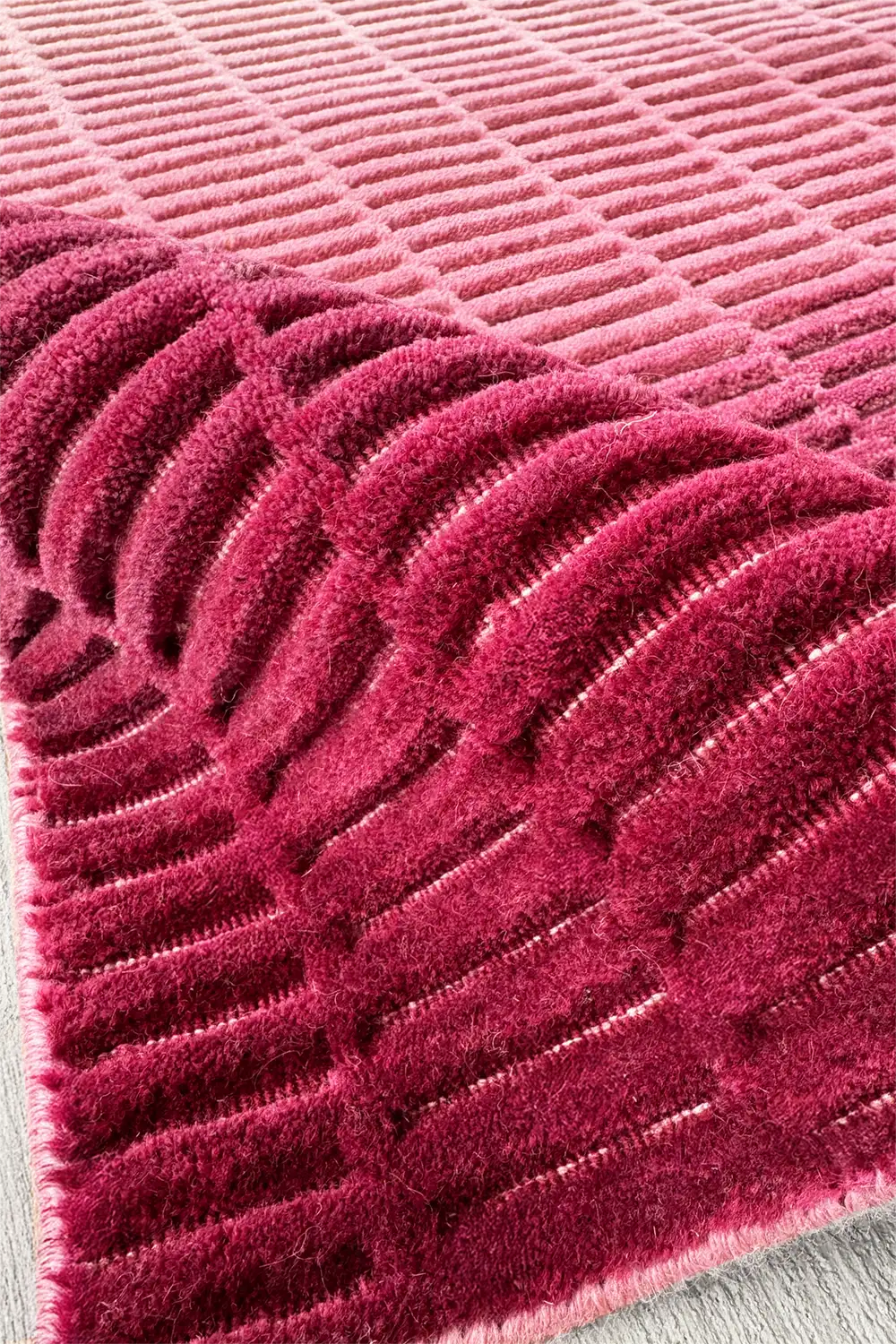 Pink Ombre Hand-Loomed Wool Square Rug - Image 2