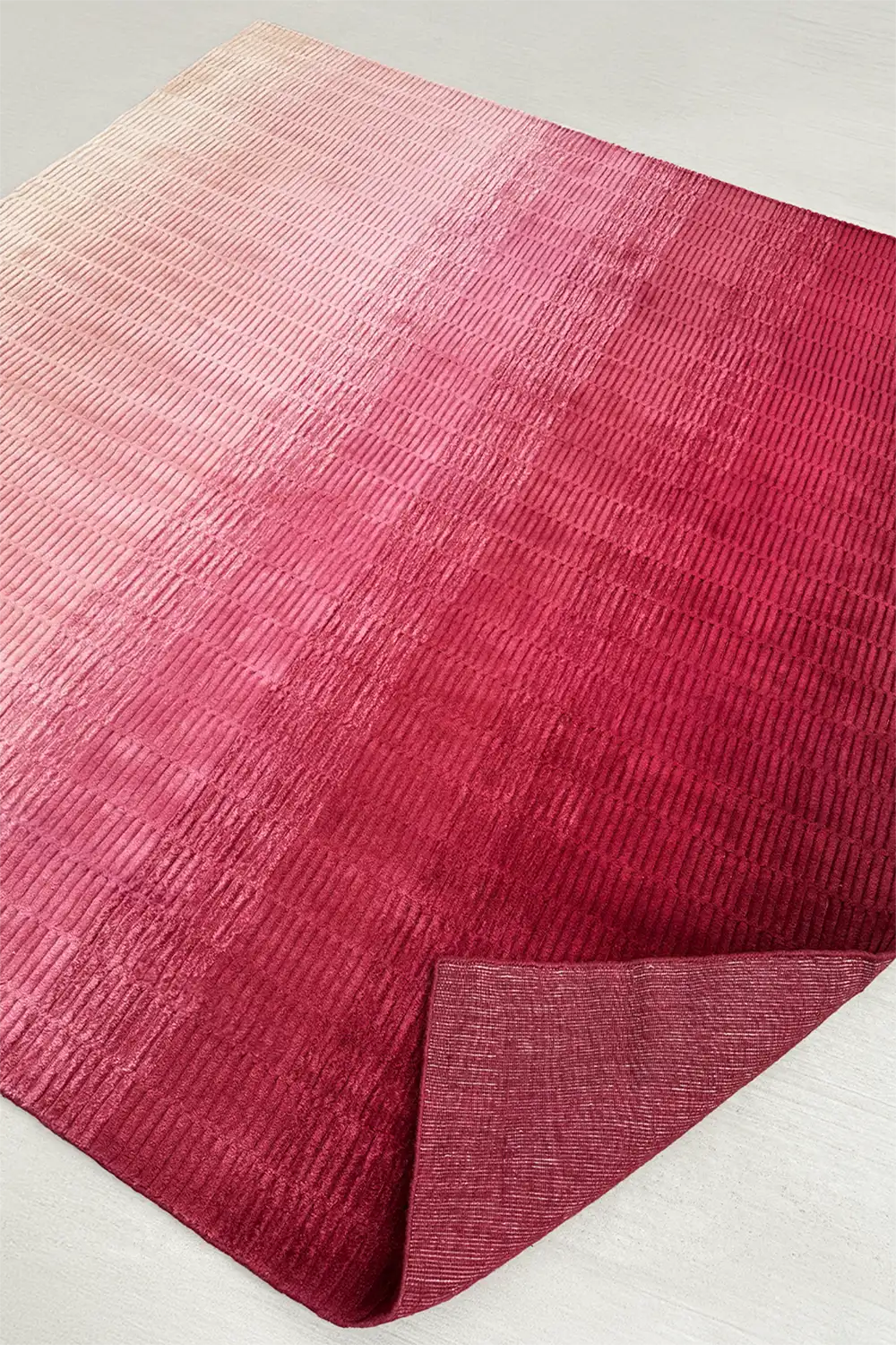 Pink Ombre Hand-Loomed Wool Square Rug - Image 3