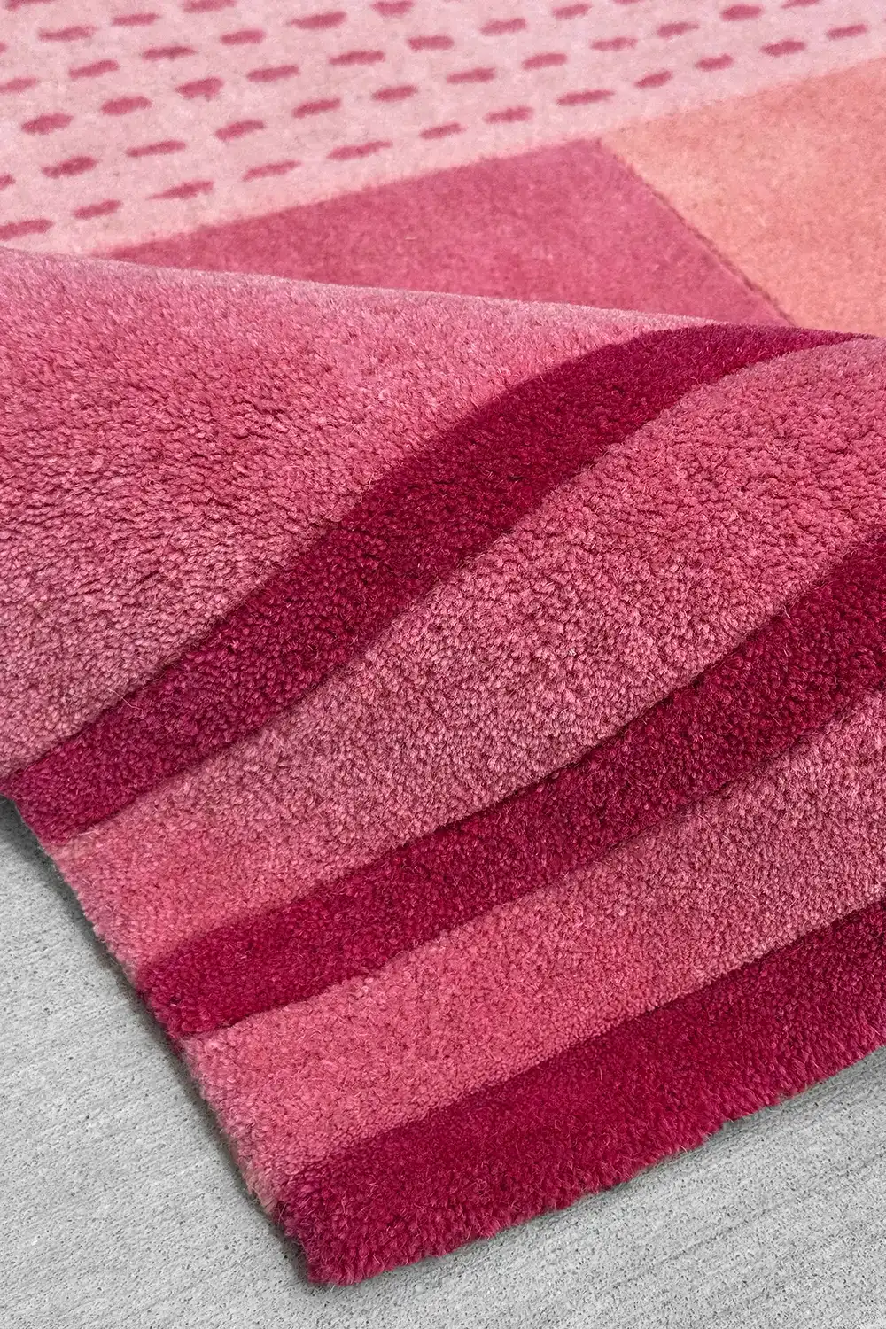Pink Pixel Weave Hand-Tufted Wool Rug - Image 3