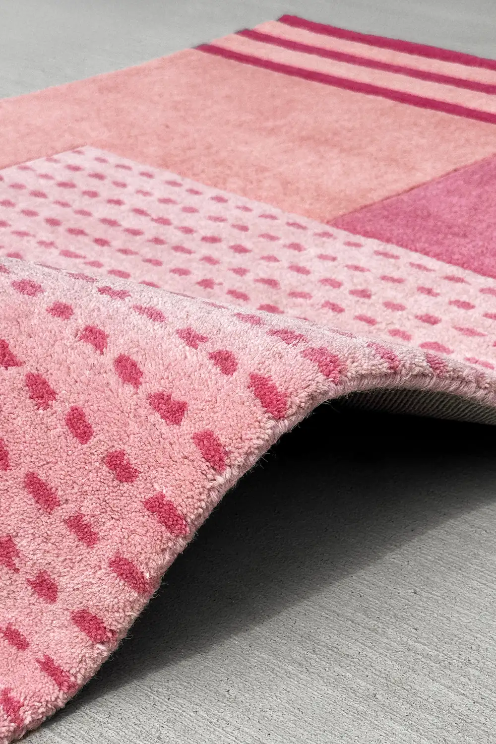 Pink Pixel Weave Hand-Tufted Wool Rug - Image 5
