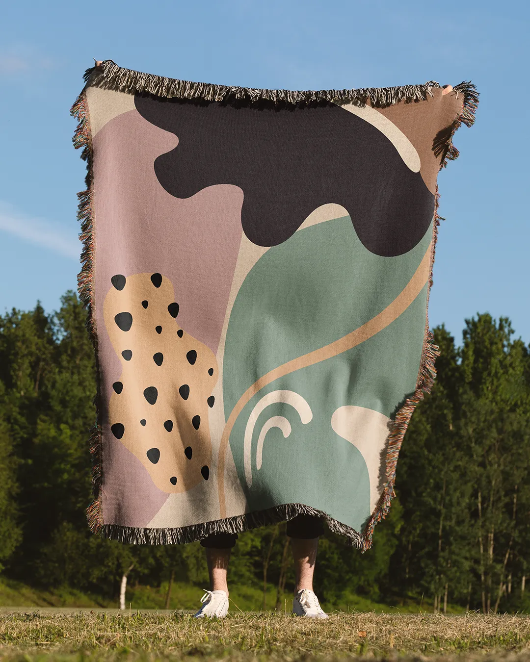 Retro-Futuristic Cotton Woven Throw Blanket - Image 3