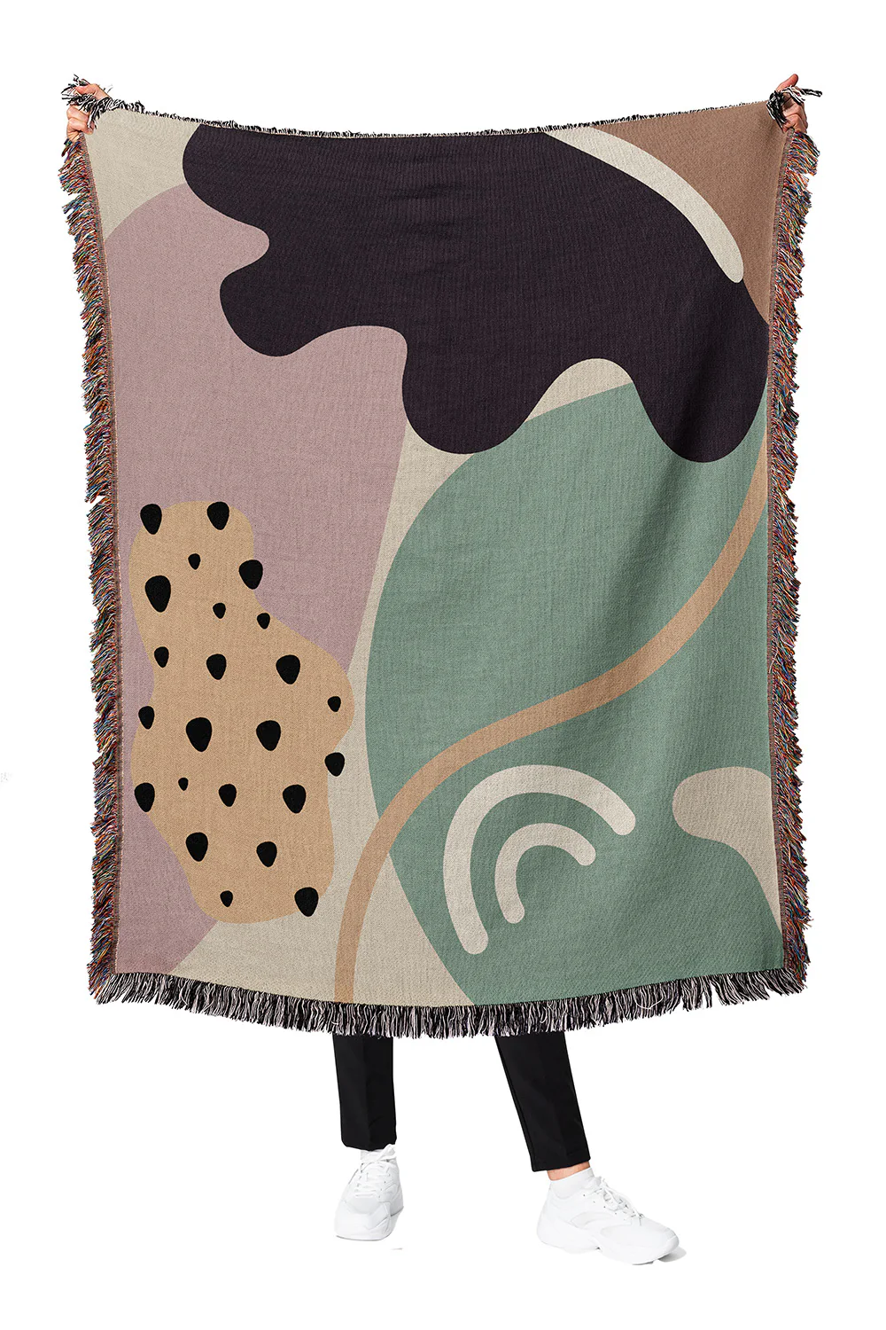 Retro-Futuristic Cotton Woven Throw Blanket - Image 4