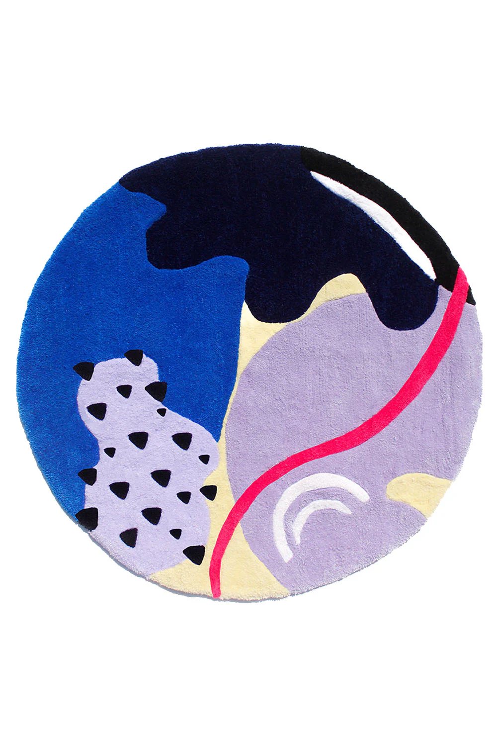 Retro-Futuristic Round Hand-Tufted Wool Rug - Image 7