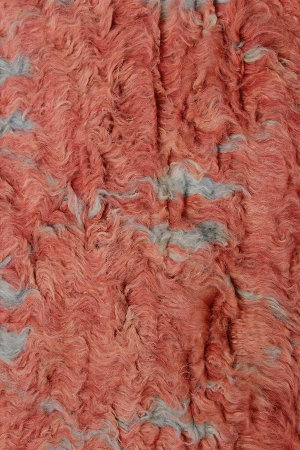Terracotta Diamond Pattern Moroccan Shag Wool Rug - Image 3