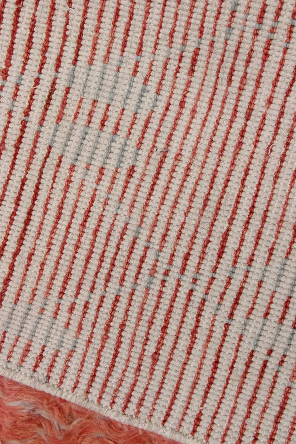 Terracotta Diamond Pattern Moroccan Shag Wool Rug - Image 4