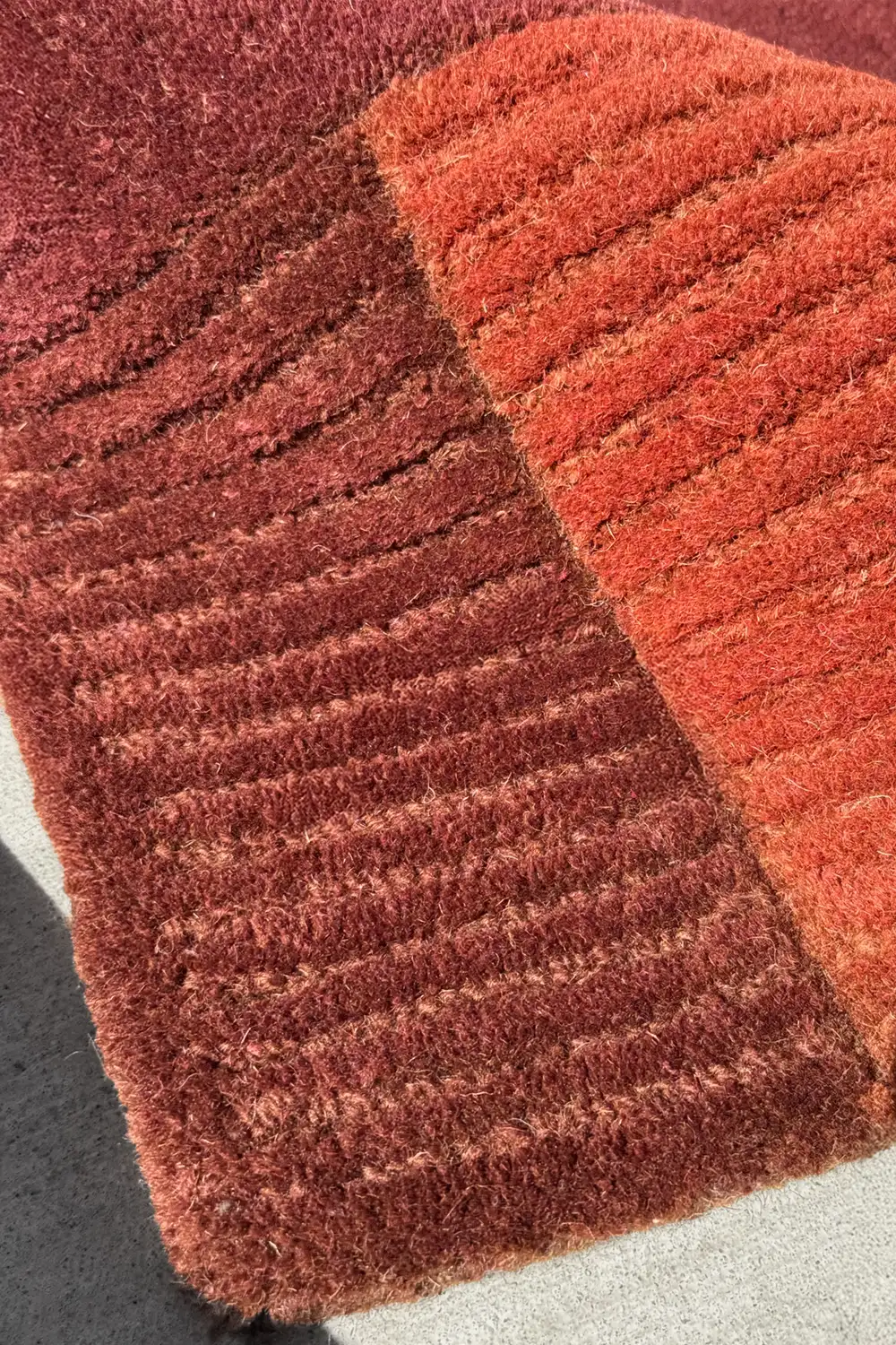 Terracotta Block Hand-Tufted Wool Runner Rug - Image 3