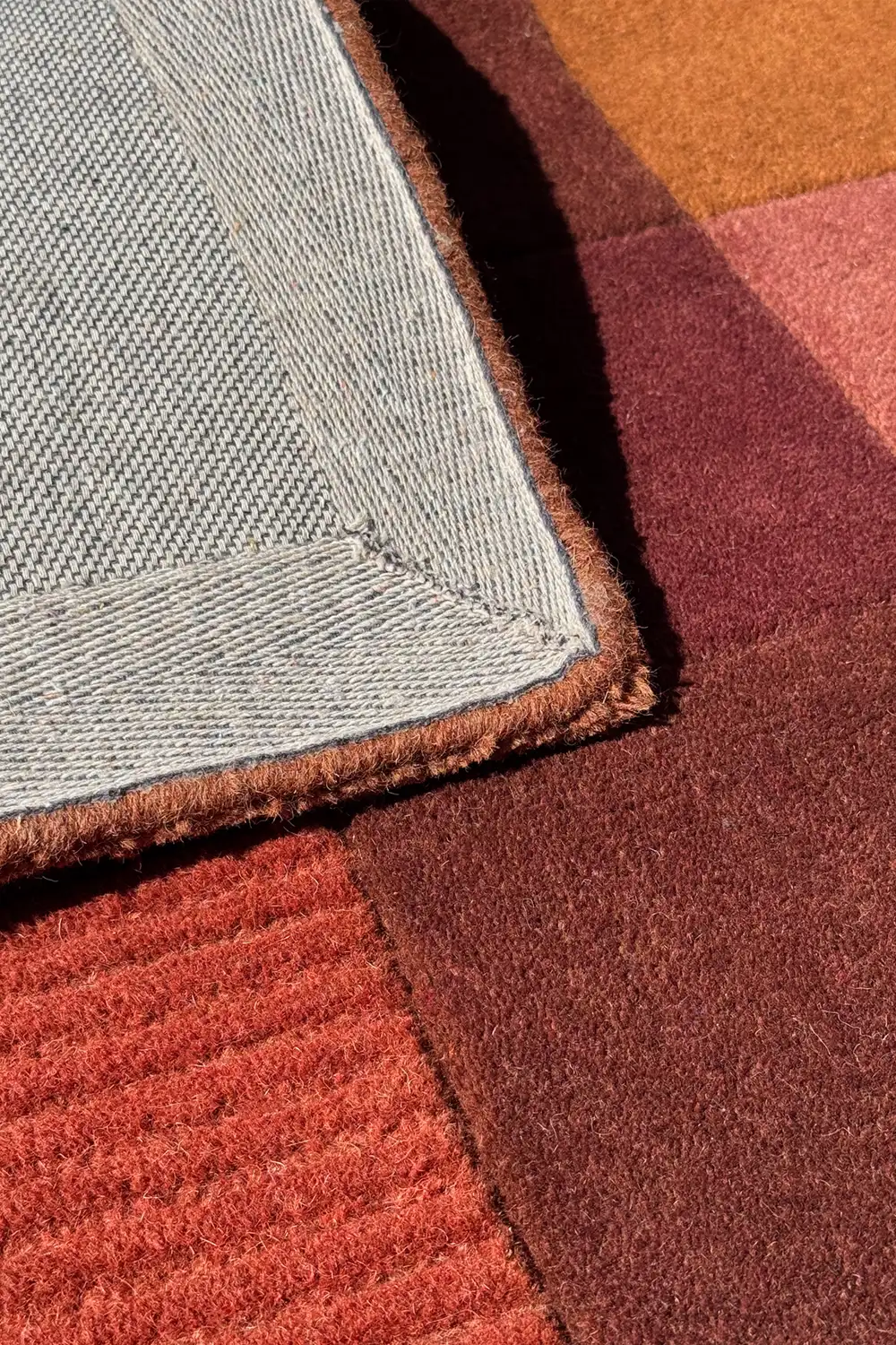 Terracotta Block Hand-Tufted Wool Runner Rug - Image 4