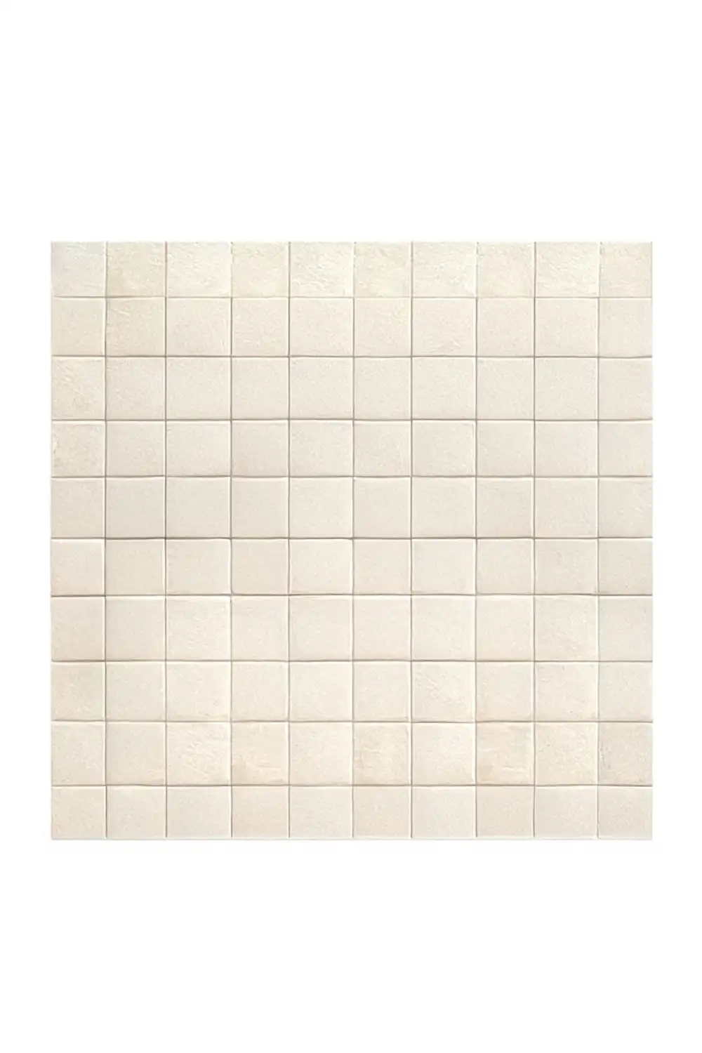 Soft Cream Checkered Hand-Tufted Square Wool Rug - Image 3