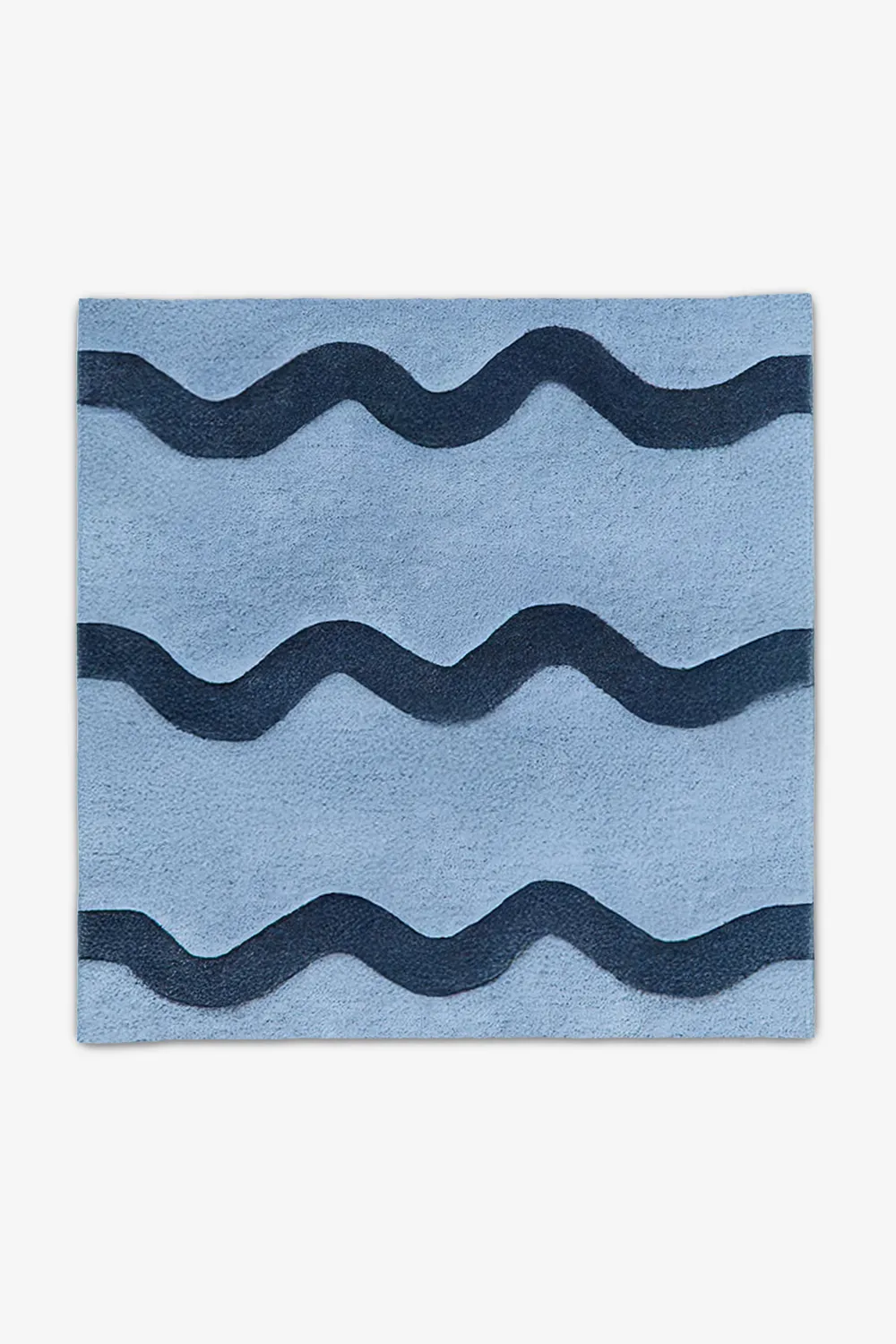 Wavy Stripe Square Hand-Tufted Wool Rug - Image 4