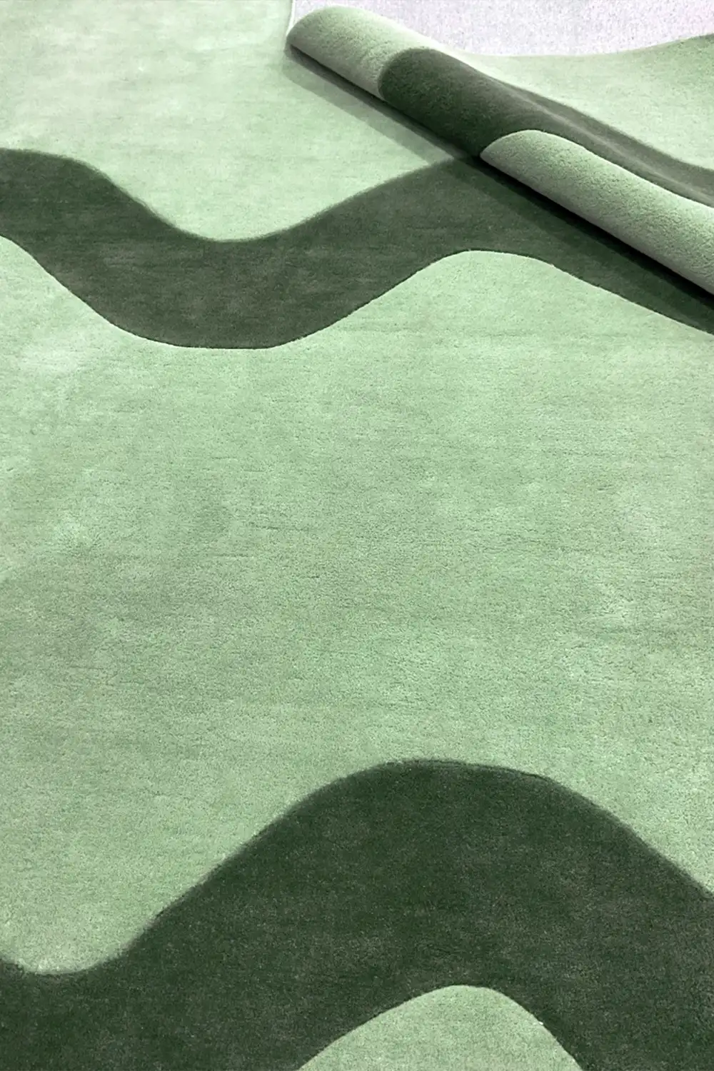 Wavy Stripe Square Hand-Tufted Wool Rug - Image 9