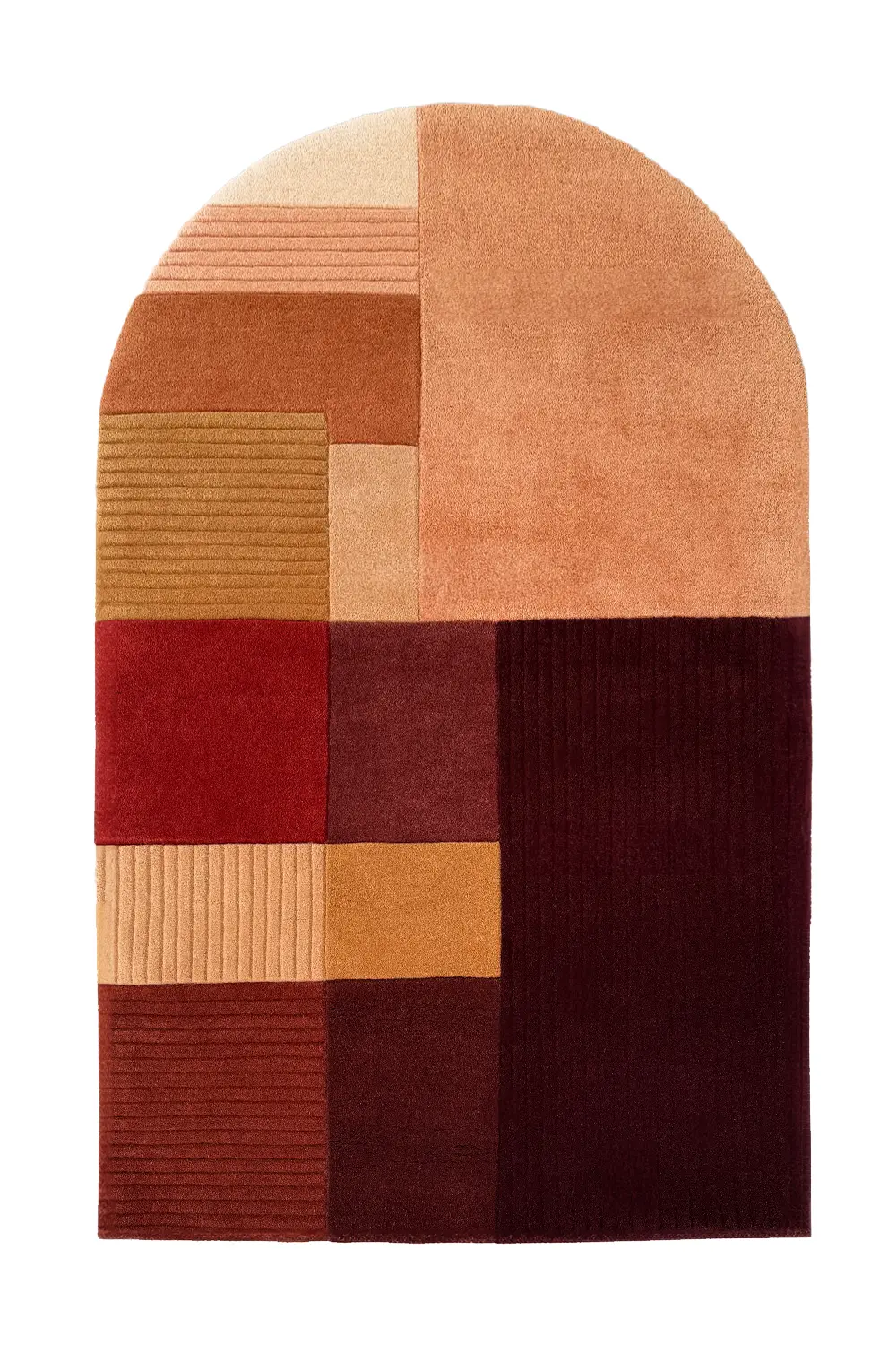 Sunset Mosaic Earth-Toned Arch Hand Tufted Wool Rug 4x6 - Image 6