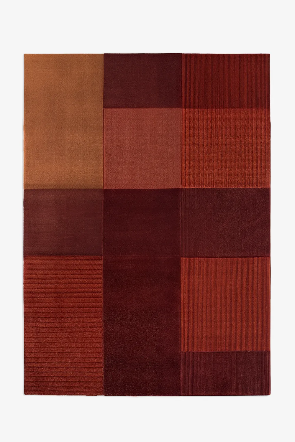Terracotta Block Brown Hand-Tufted Wool Rug