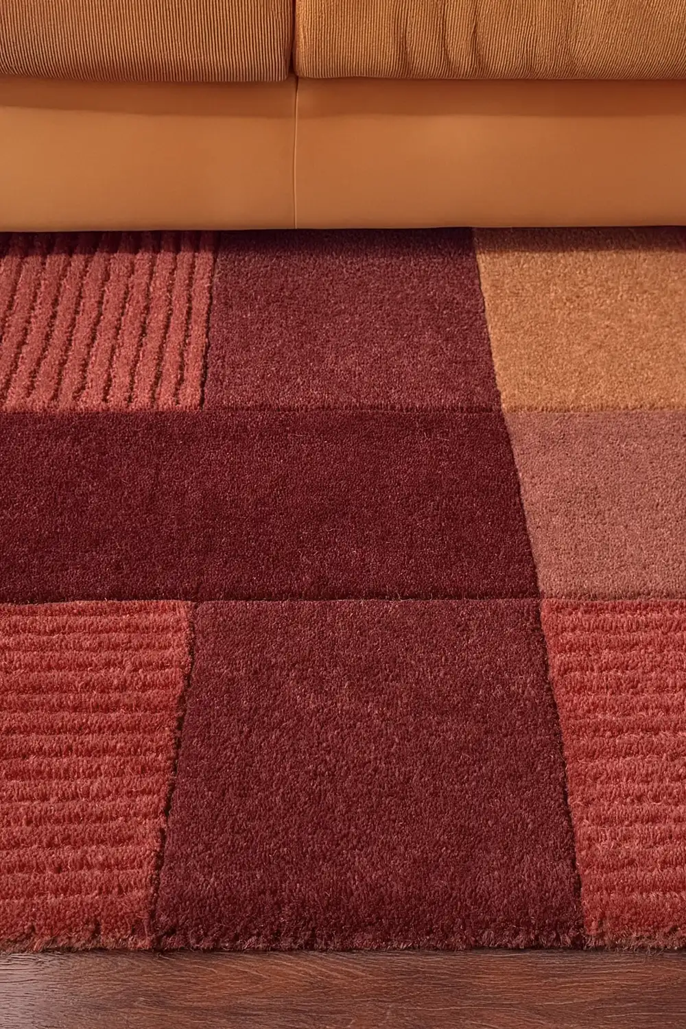 Terracotta Block Brown Hand-Tufted Wool Rug - Image 3