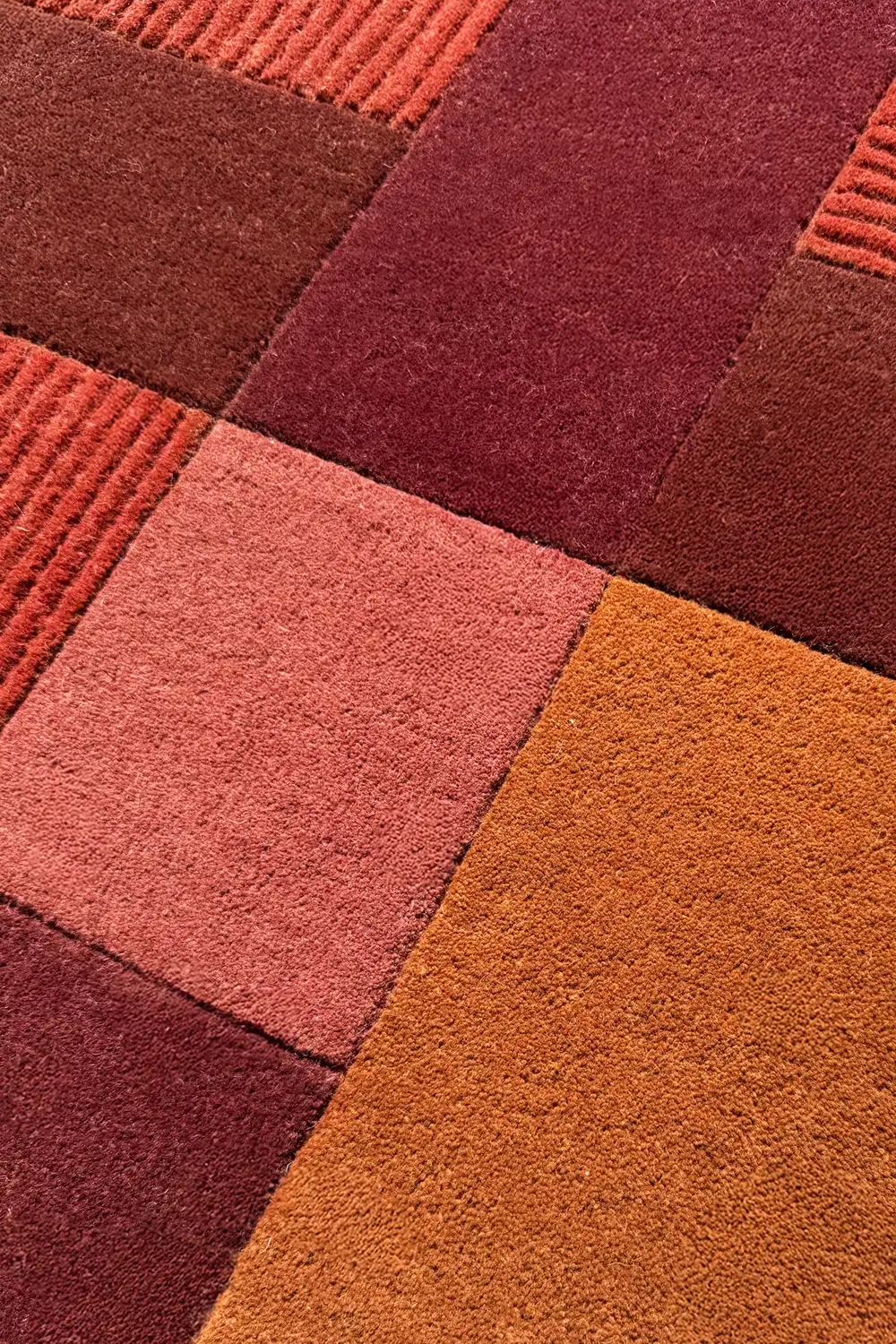 Terracotta Block Brown Hand-Tufted Wool Rug - Image 5