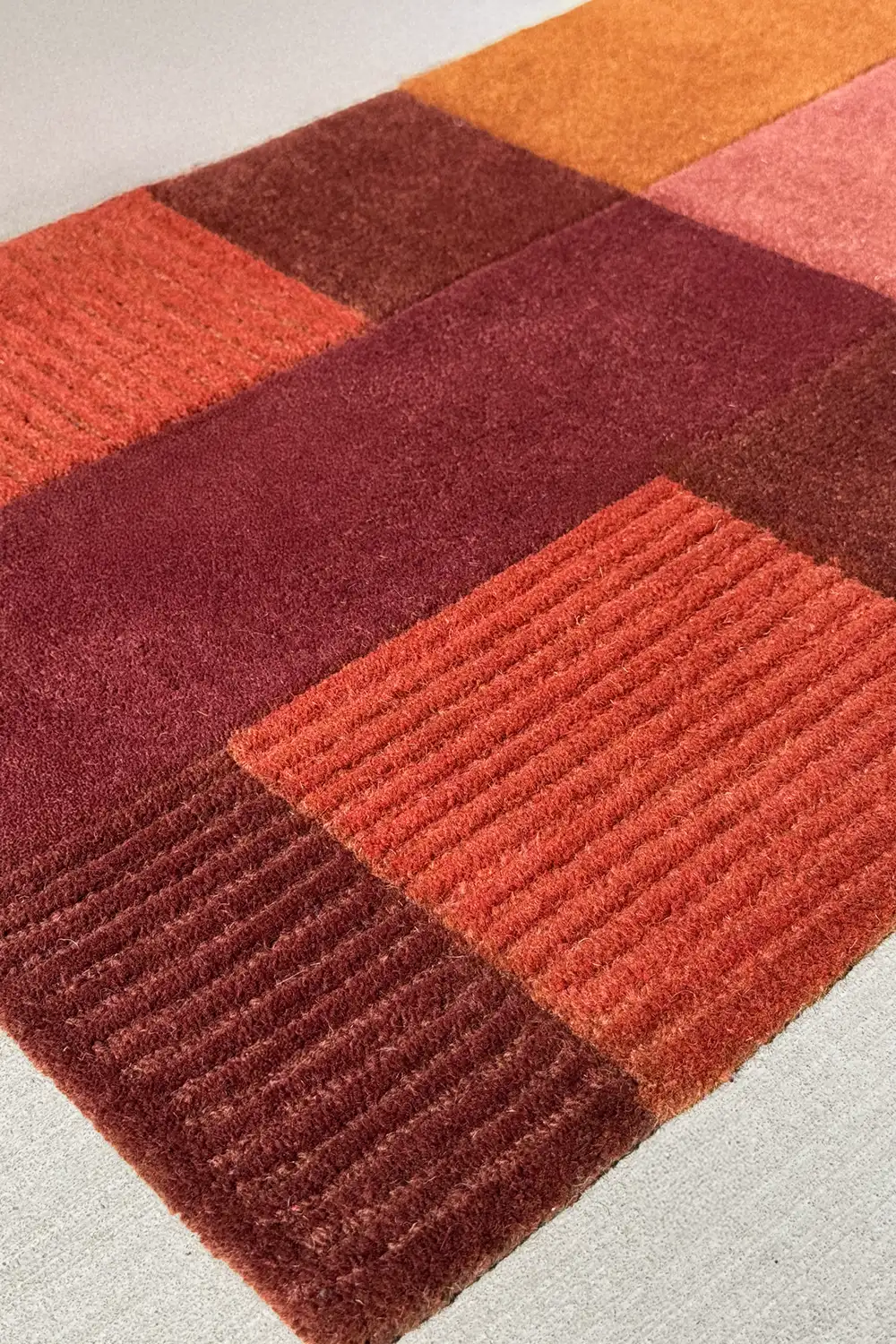 Terracotta Block Brown Hand-Tufted Wool Rug - Image 6
