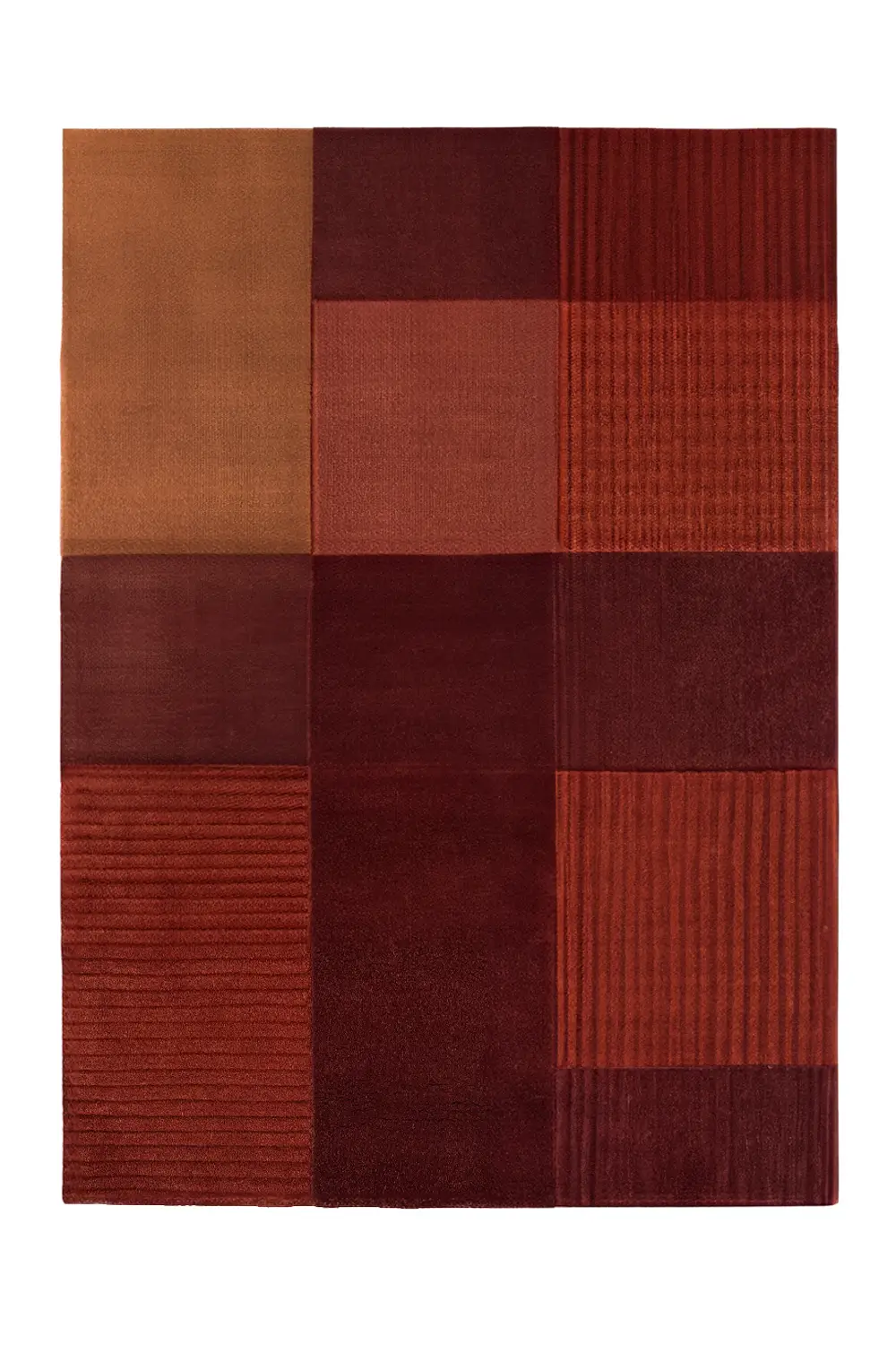 Terracotta Block Brown Hand-Tufted Wool Rug - Image 9