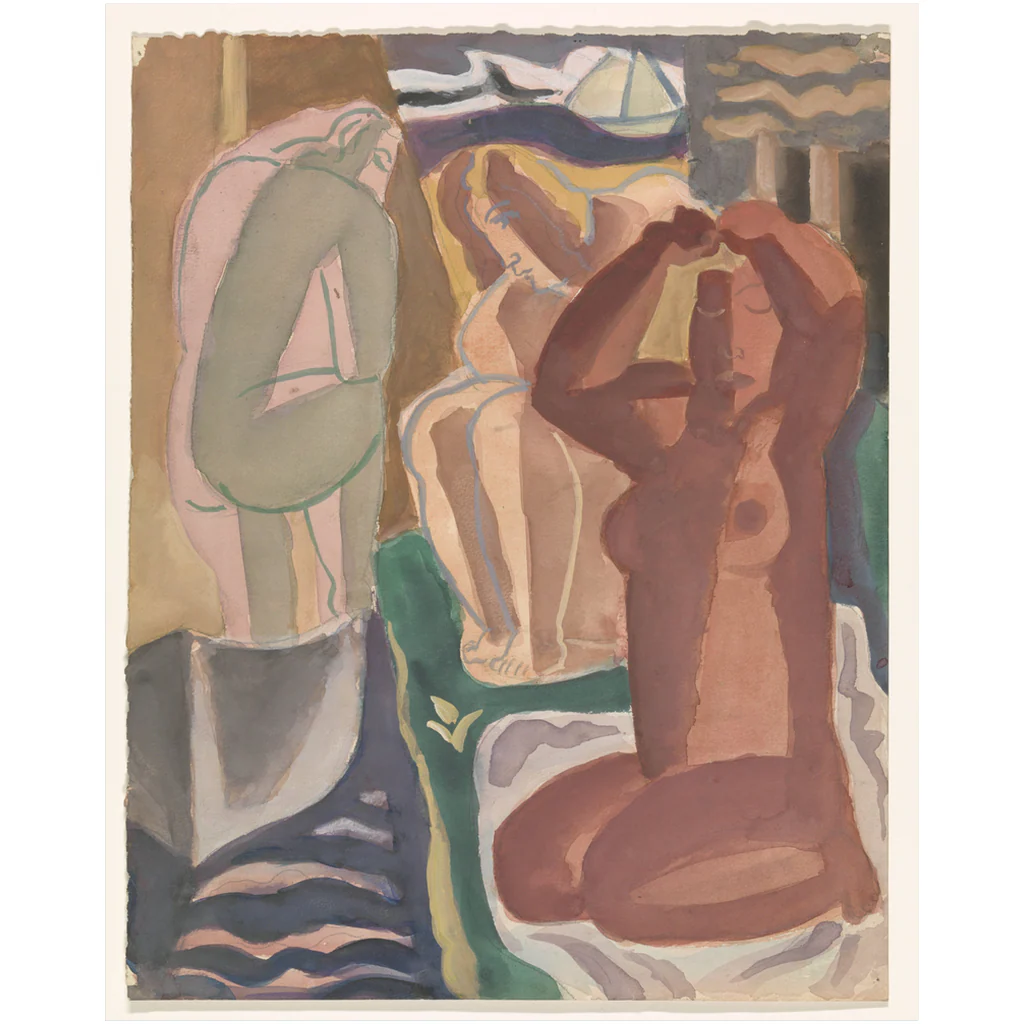 Two Bathing Women Earth Tone Vintage Leo Gestel Art Print - Image 6
